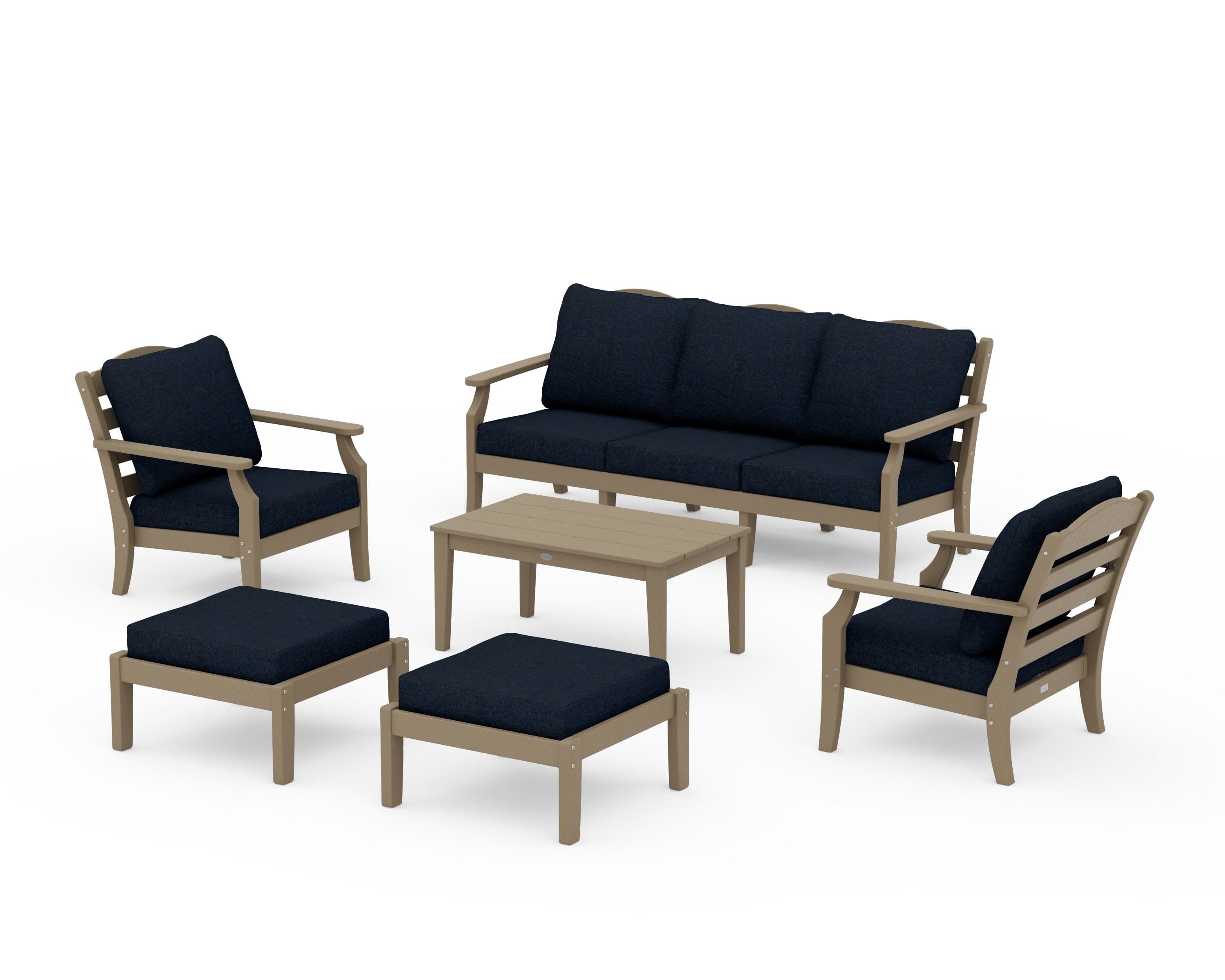 Savannah 6-Piece Lounge Sofa Set in Vintage Sahara / Marine Indigo