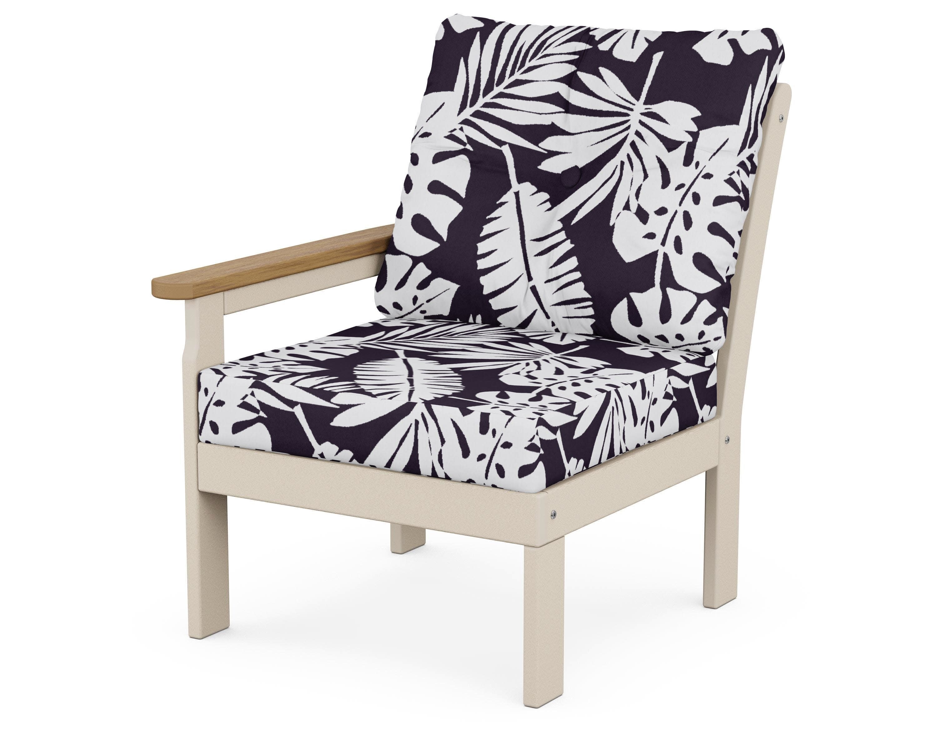 Vineyard Modular Left Arm Chair in Sand / Natural / Leaf Navy