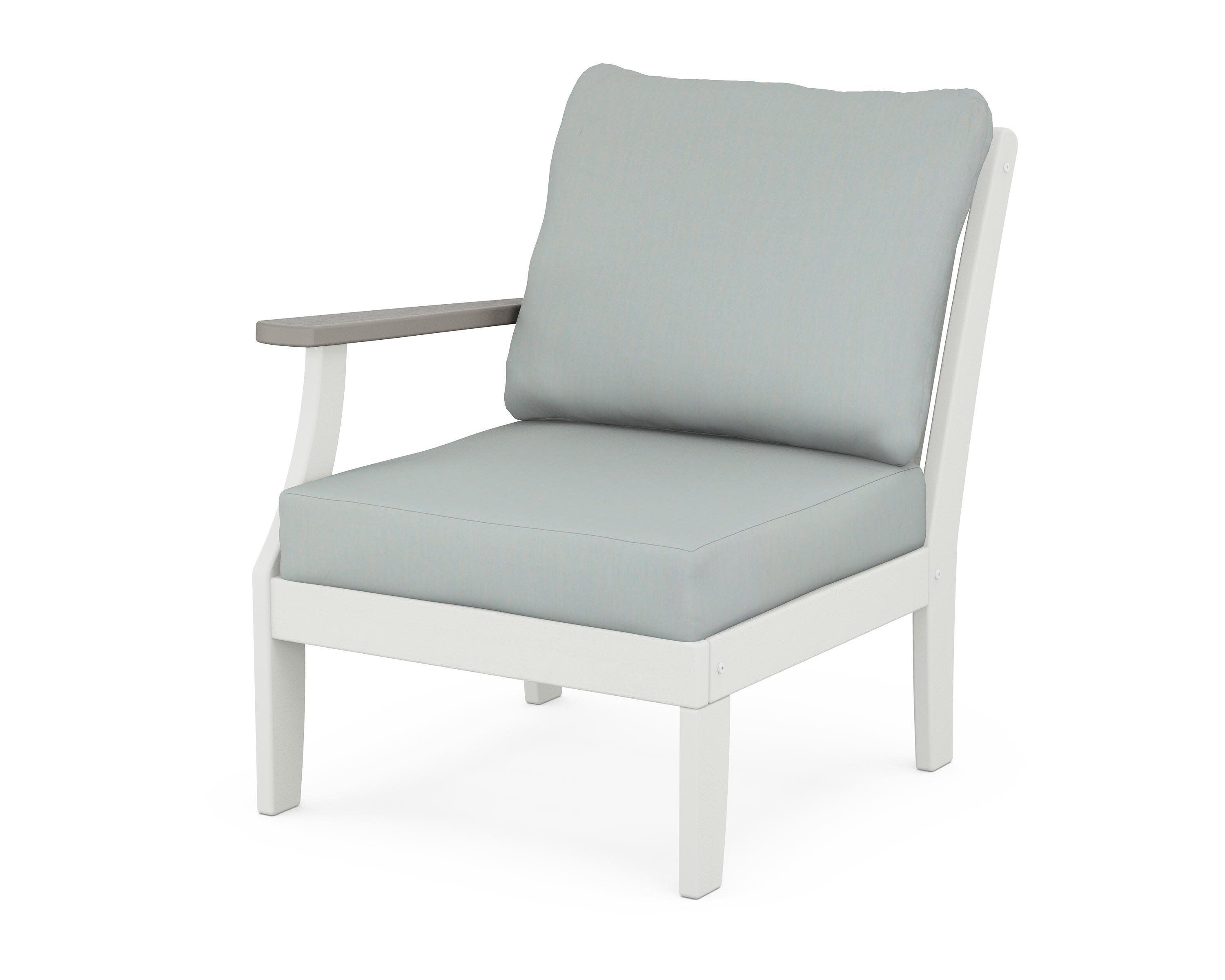 Braxton Modular Left Arm Chair in White / Driftwood / Spa