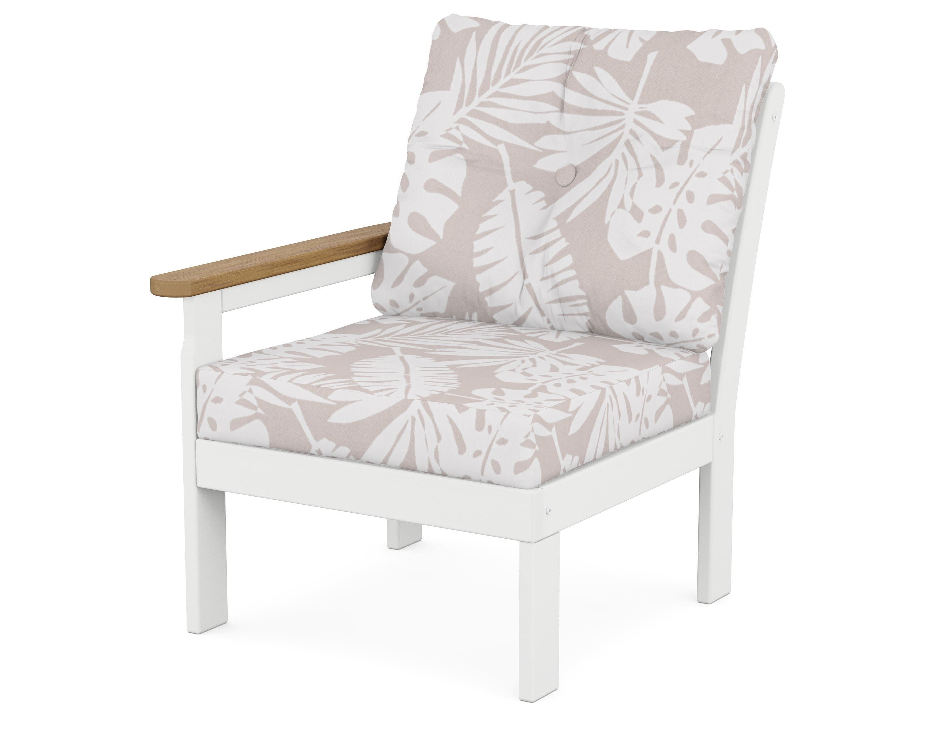 Vineyard Modular Left Arm Chair in White / Natural / Leaf Dune Burlap