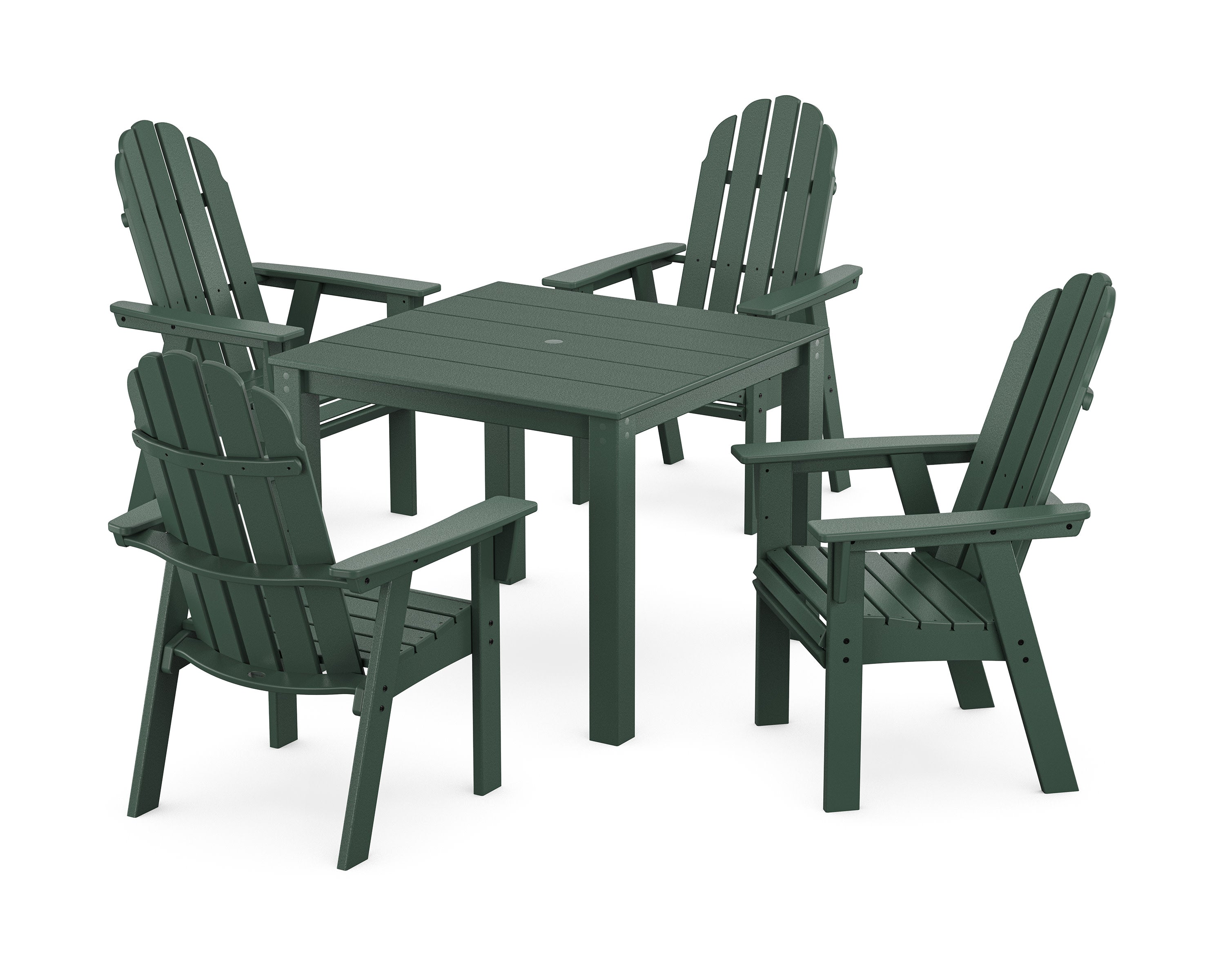 Vineyard Curveback Adirondack 5-Piece Parsons Dining Set in Green