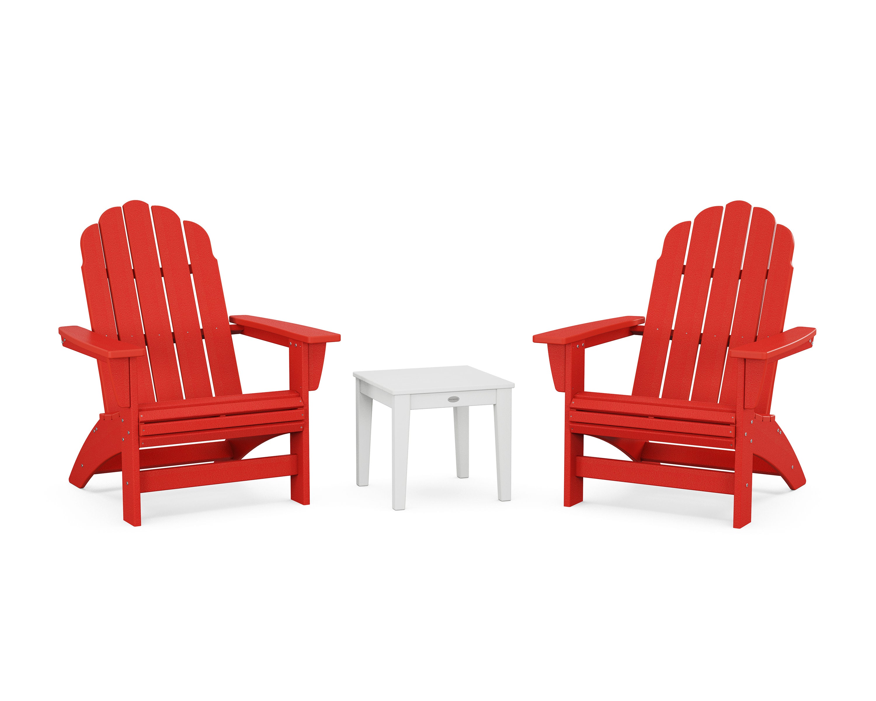3-Piece Vineyard Grand Adirondack Set in Sunset Red / White