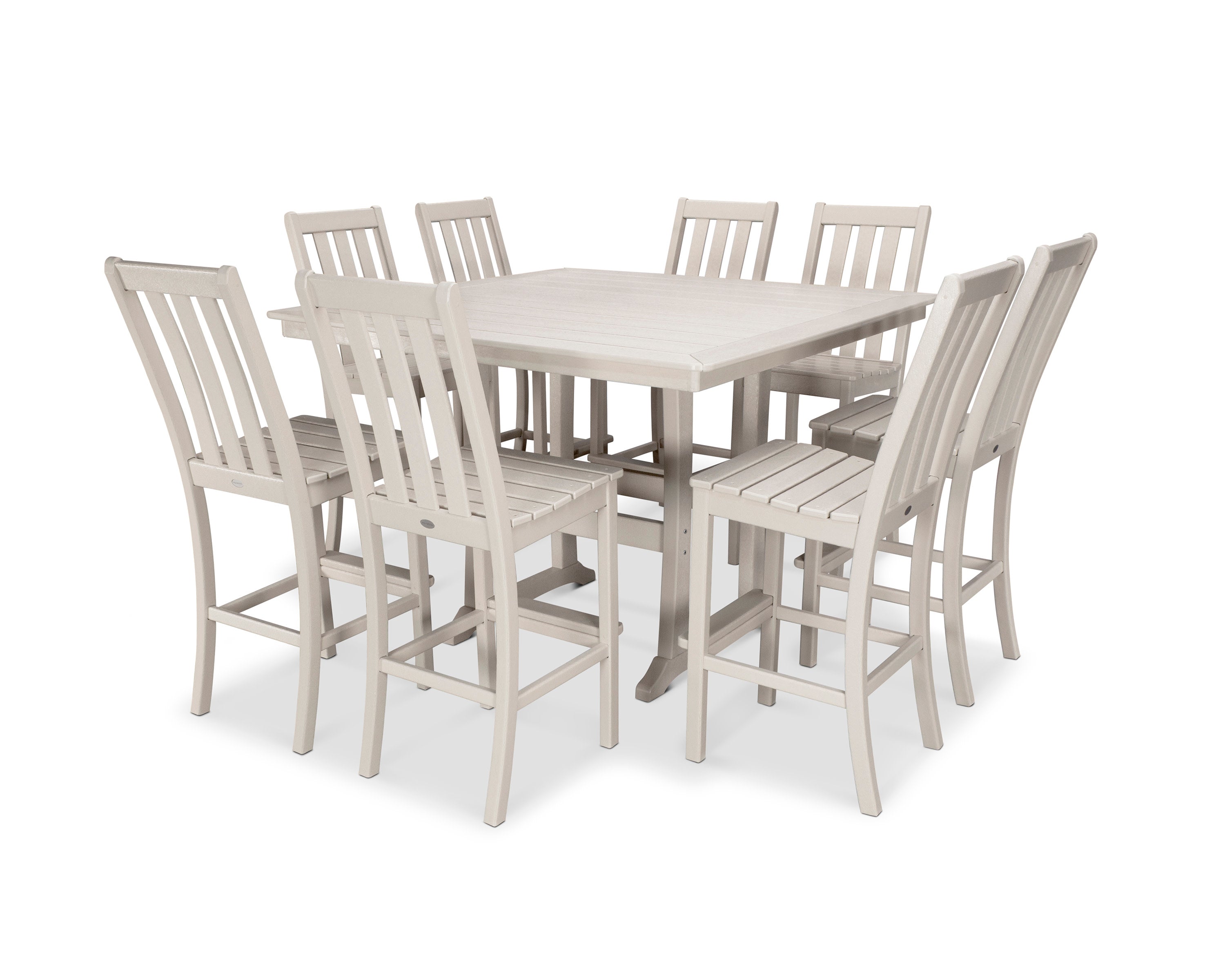 Vineyard 9-Piece Nautical Trestle Bar Set in Sand