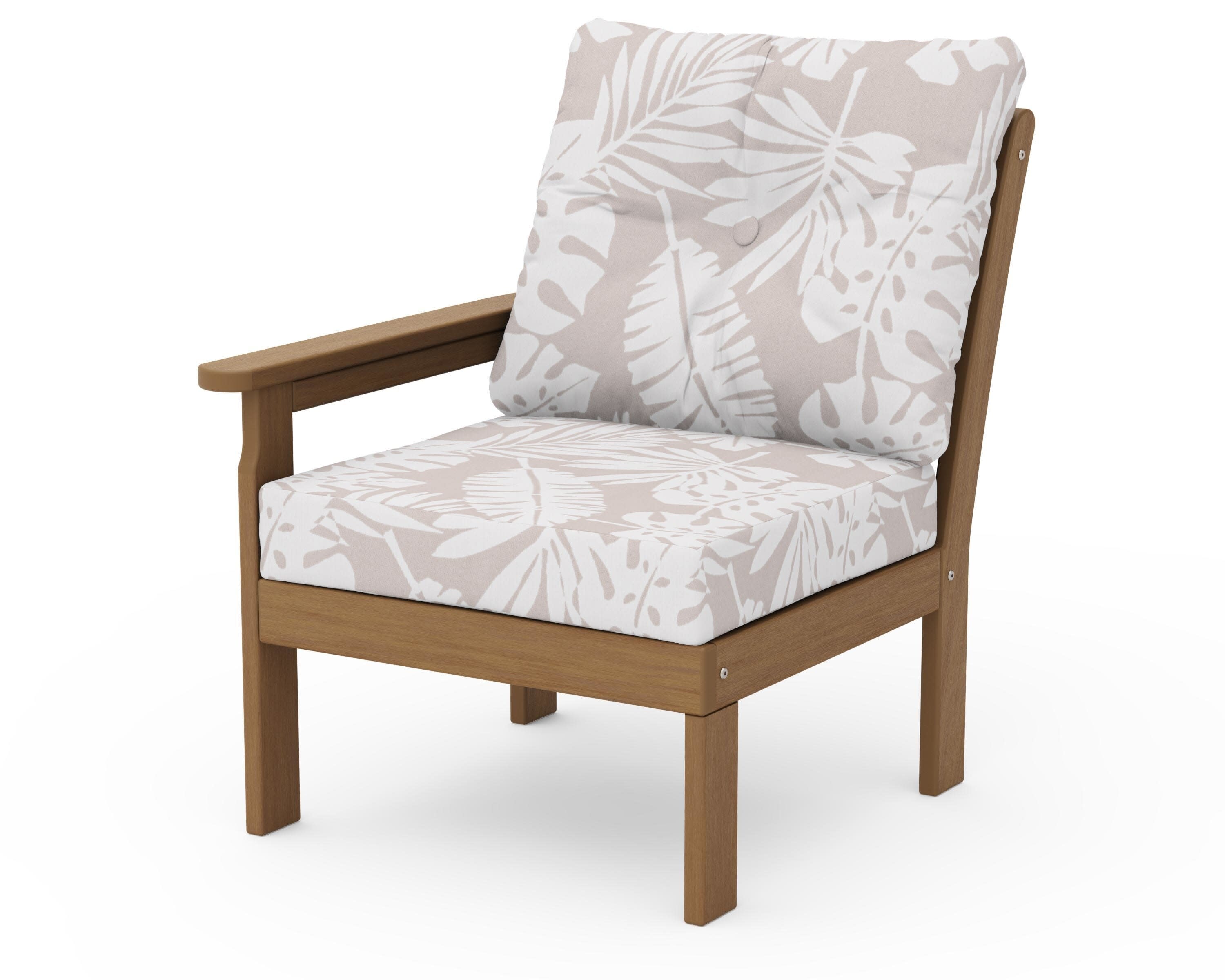 Vineyard Modular Left Arm Chair in Natural / Leaf Dune Burlap
