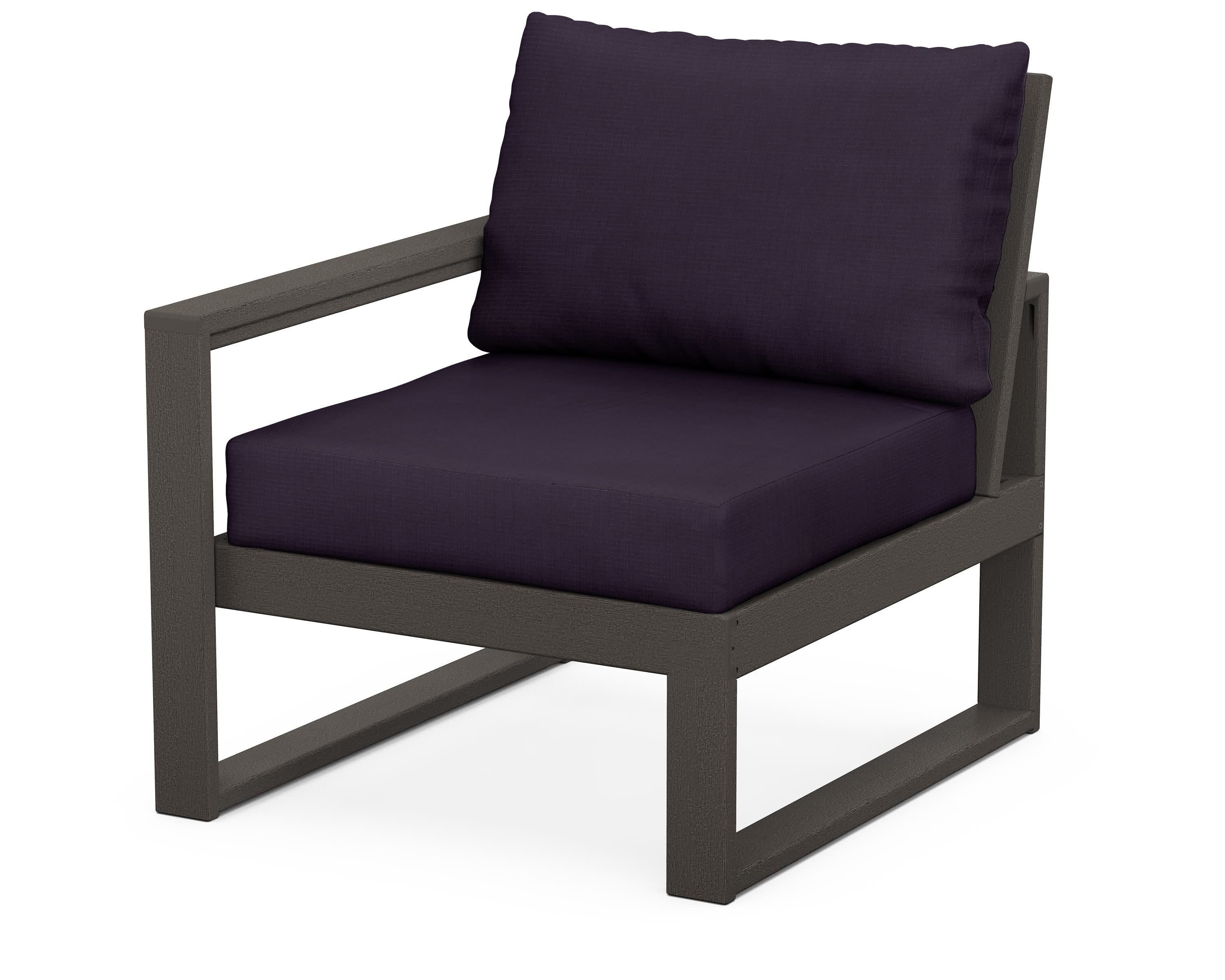EDGE Modular Left Arm Chair in Vintage Coffee / Navy Linen