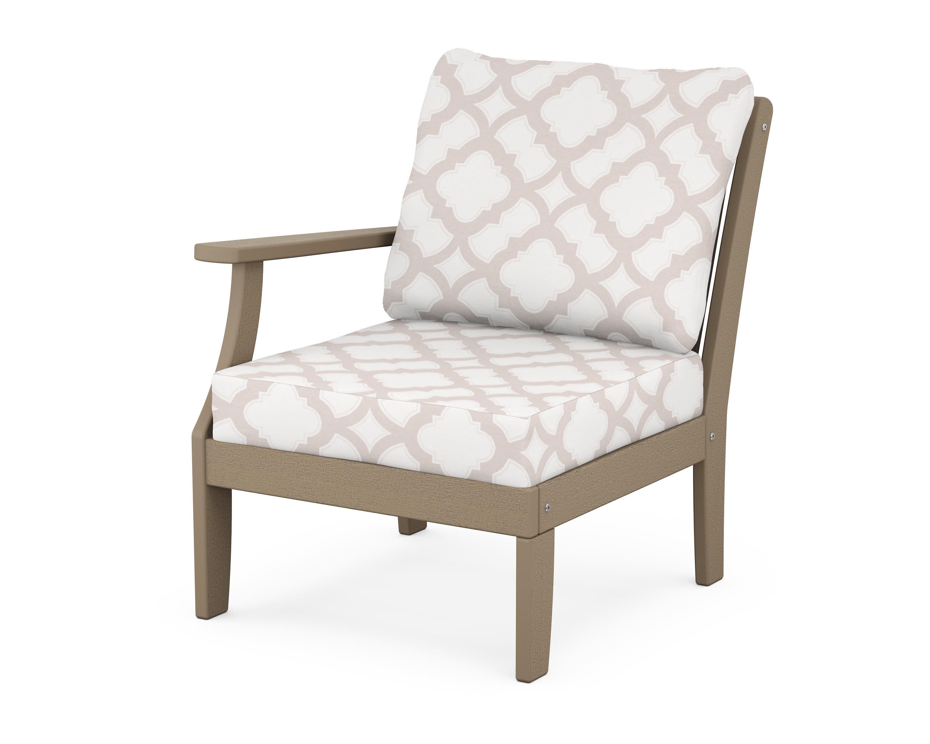 Braxton Modular Left Arm Chair in Vintage Sahara / Trellis Dune Burlap