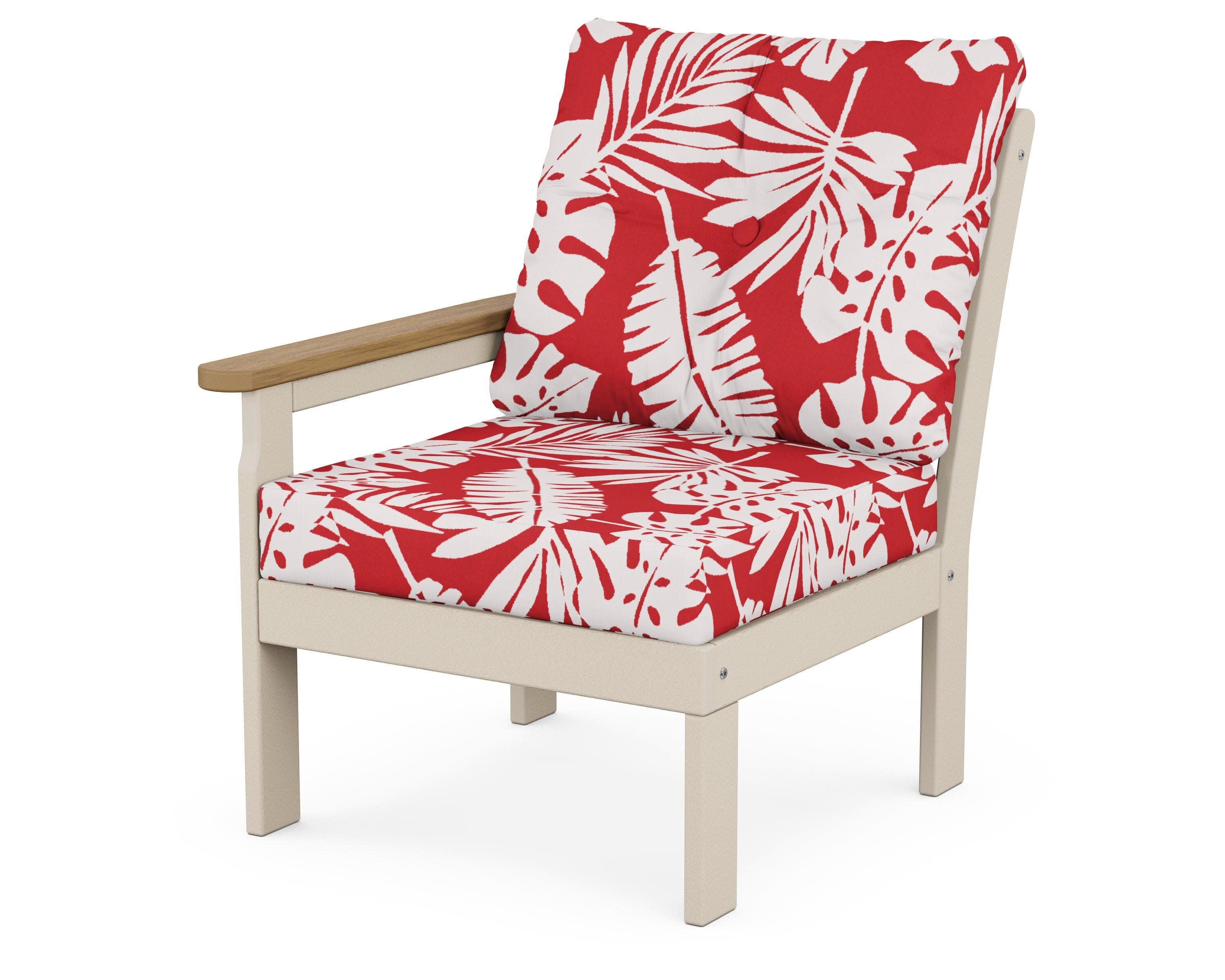 Vineyard Modular Left Arm Chair in Sand / Natural / Leaf Crimson