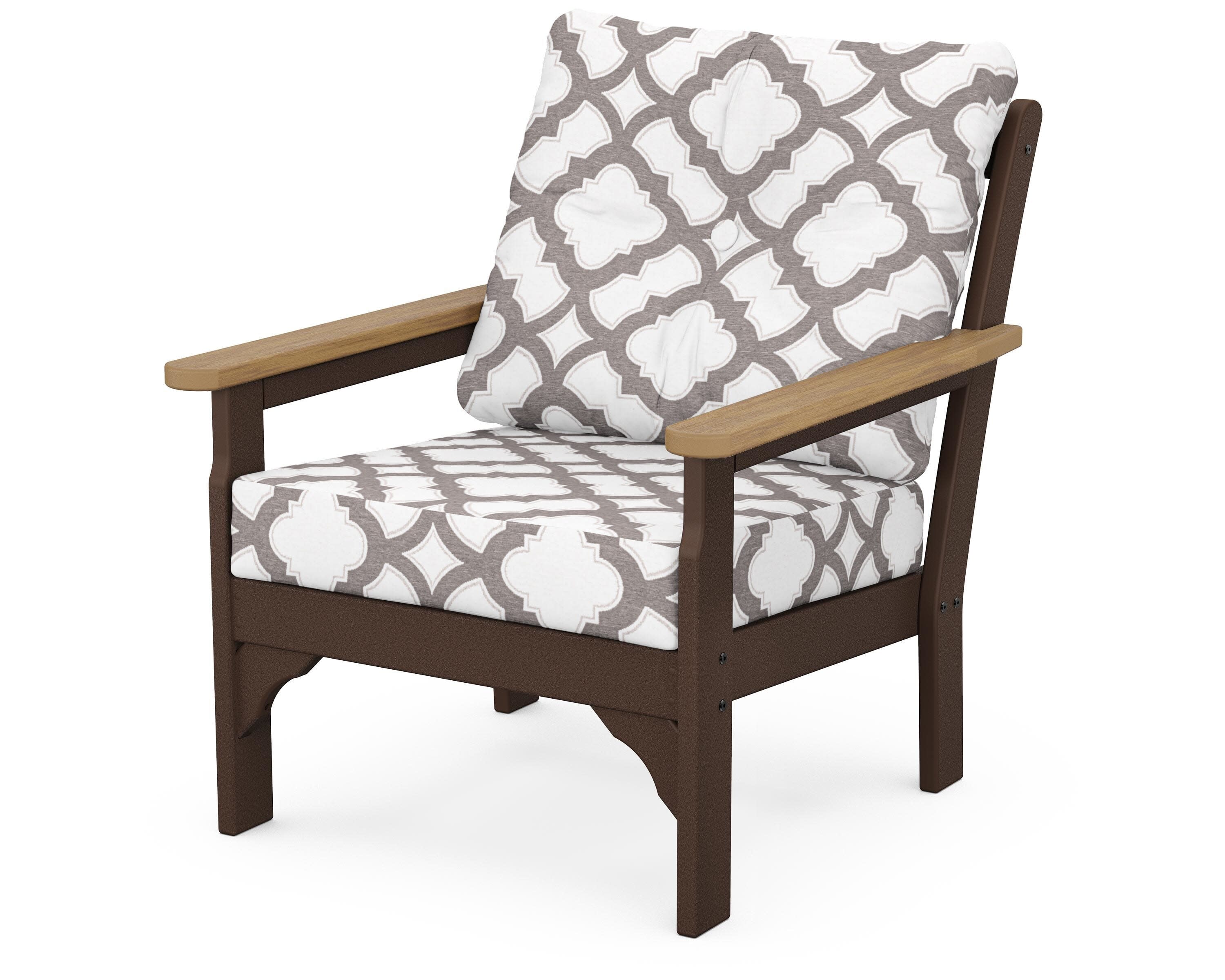 Vineyard Deep Seating Chair in Mahogany / Natural / Trellis Grey Mist