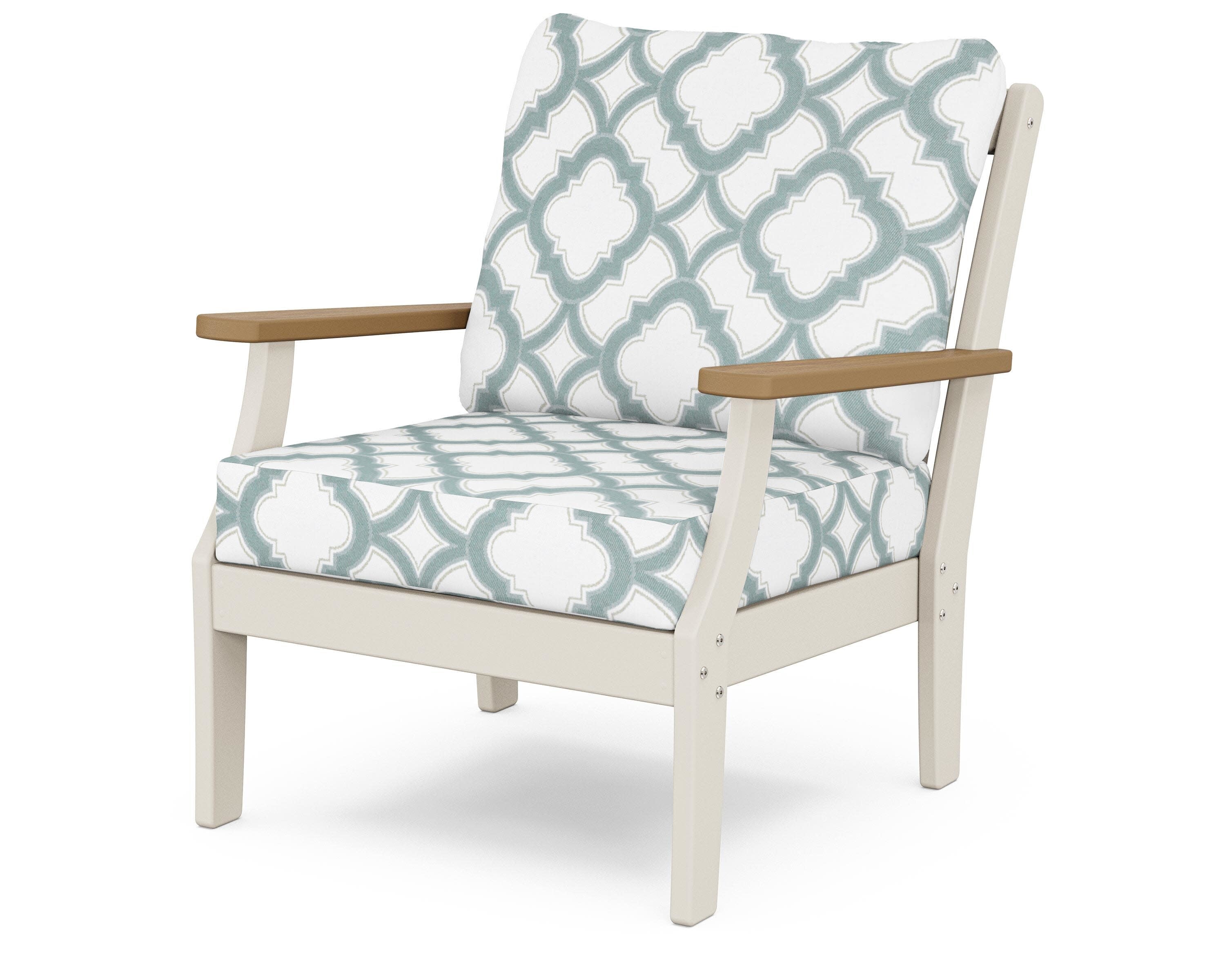 Braxton Deep Seating Chair in Sand / Natural / Trellis Glacier Spa