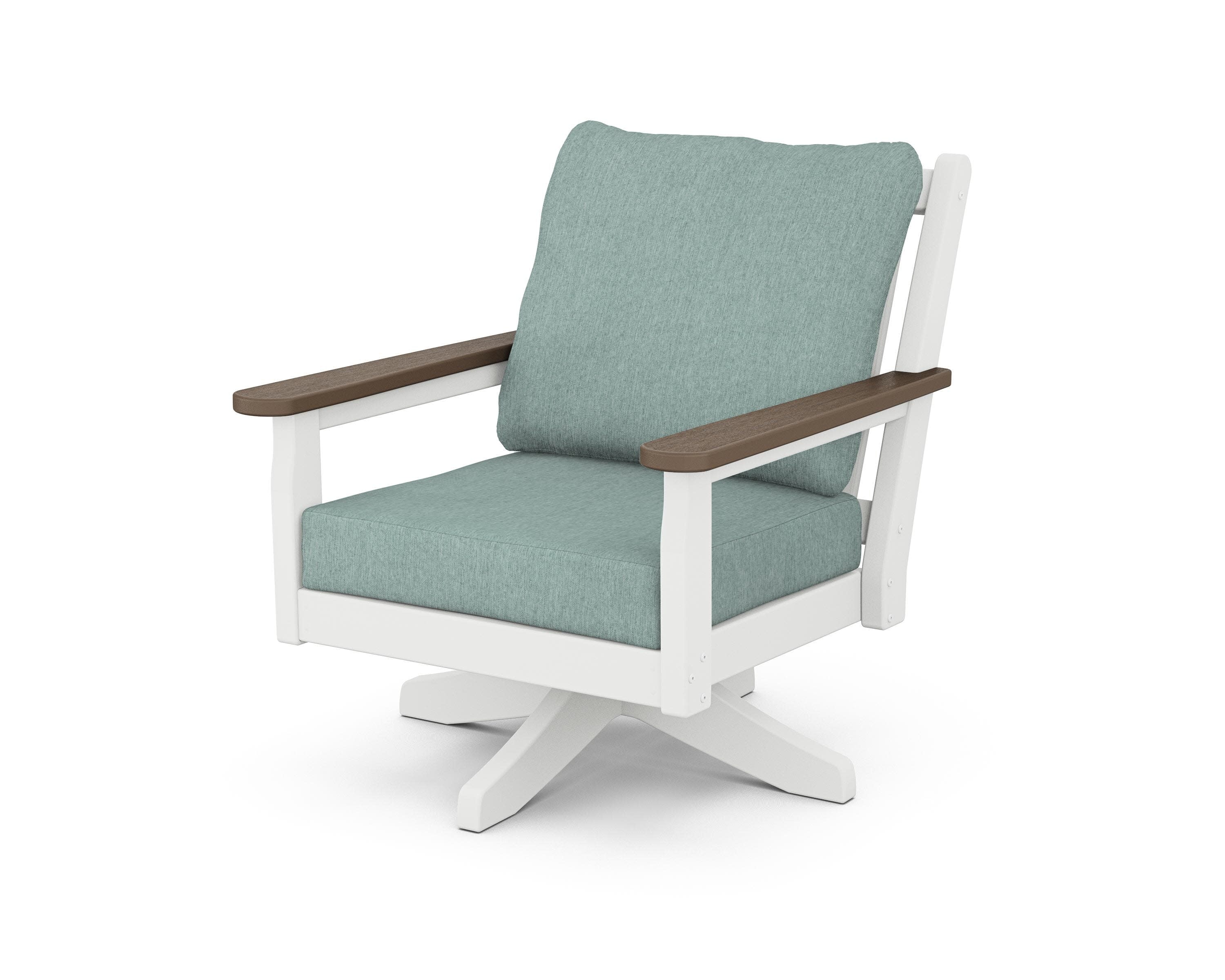 Chippendale Deep Seating Swivel Chair in White / Kona / Glacier Spa