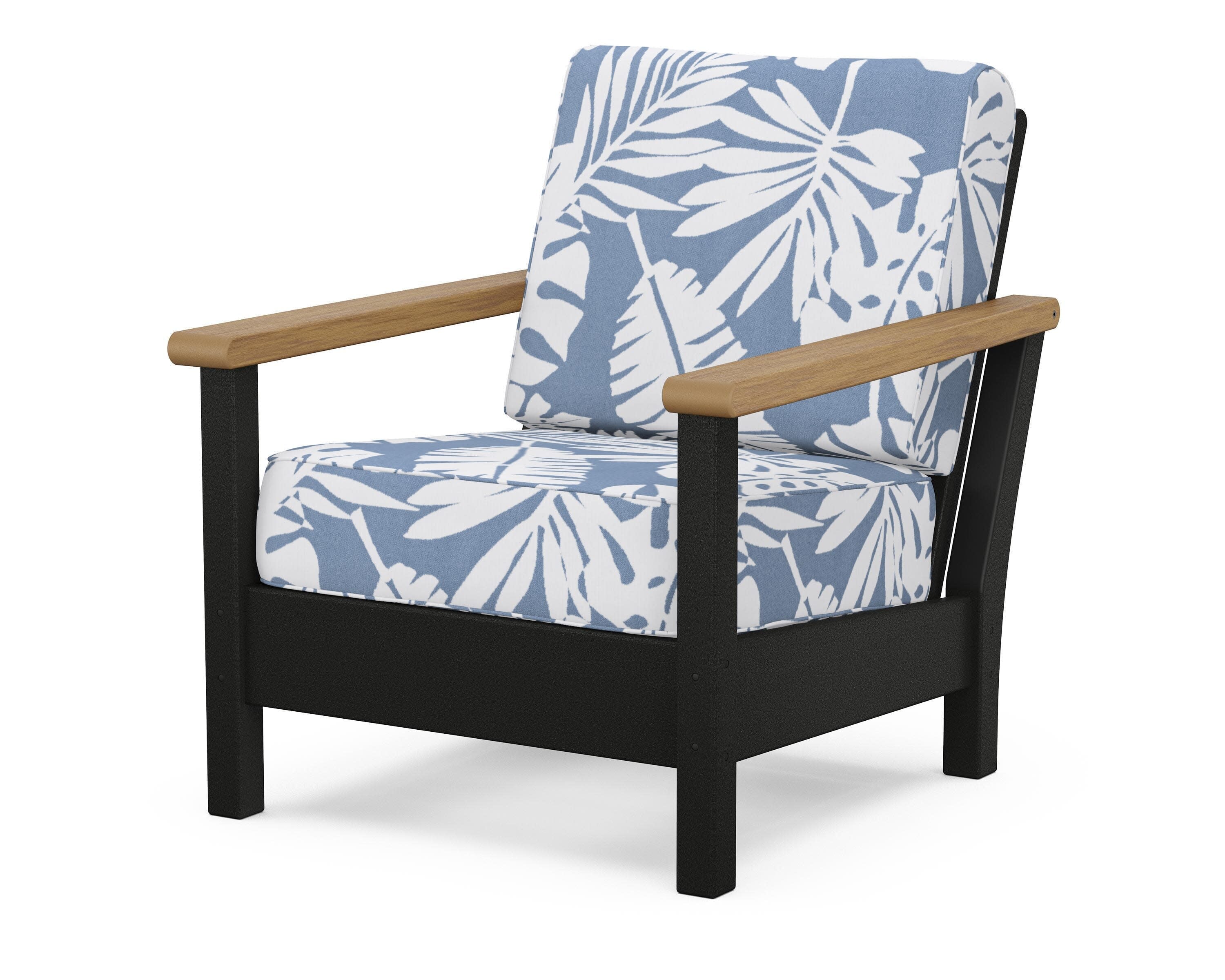 Harbour Deep Seating Chair in Black / Natural / Leaf Sky Blue