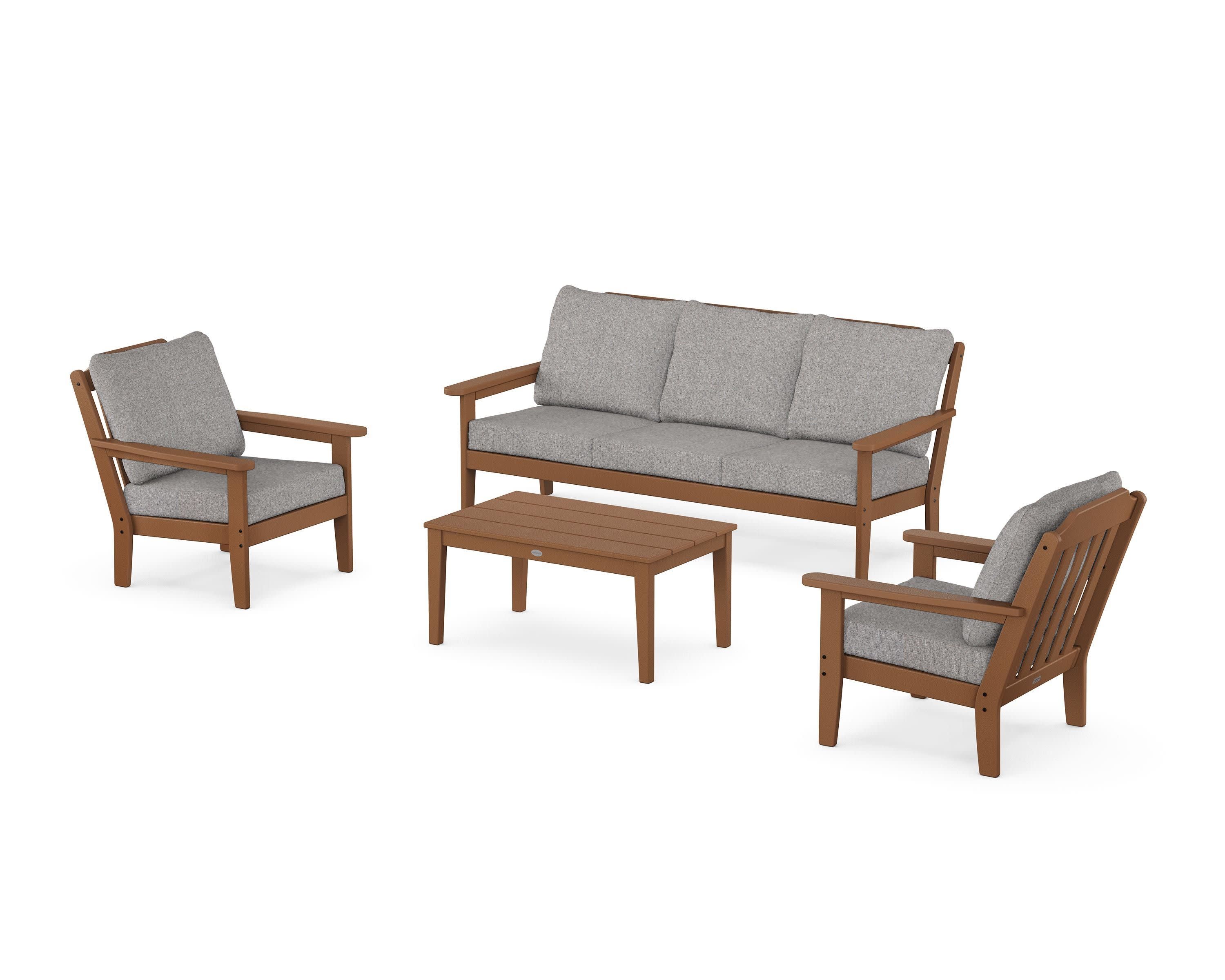 Cottage 4-Piece Deep Seating Set with Sofa in Teak / Grey Mist