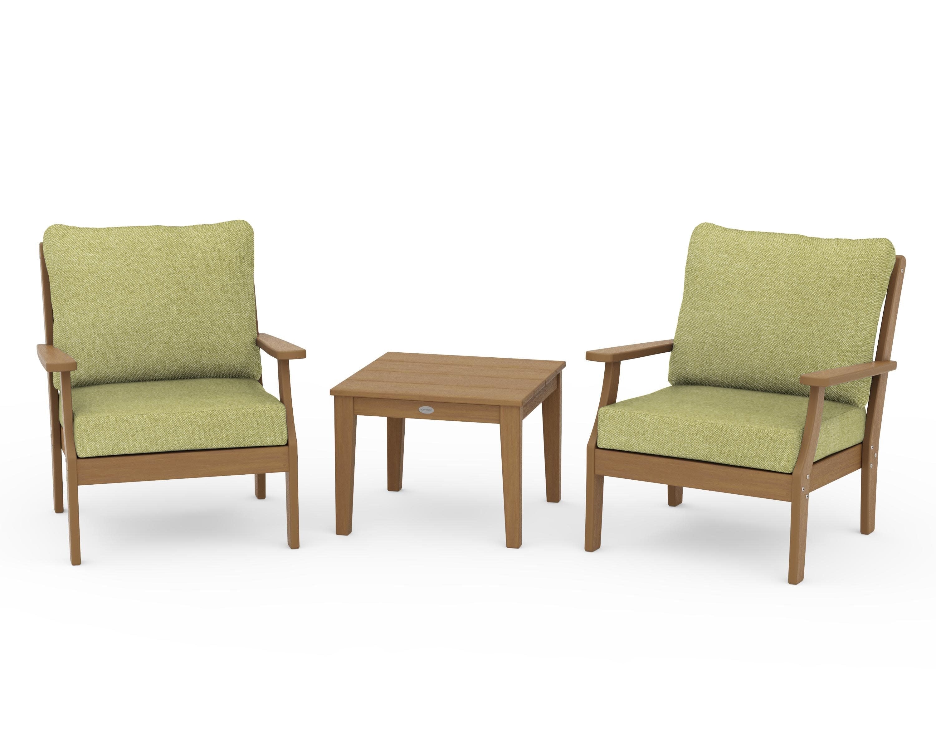 Braxton 3-Piece Deep Seating Set in Natural / Chartreuse Boucle