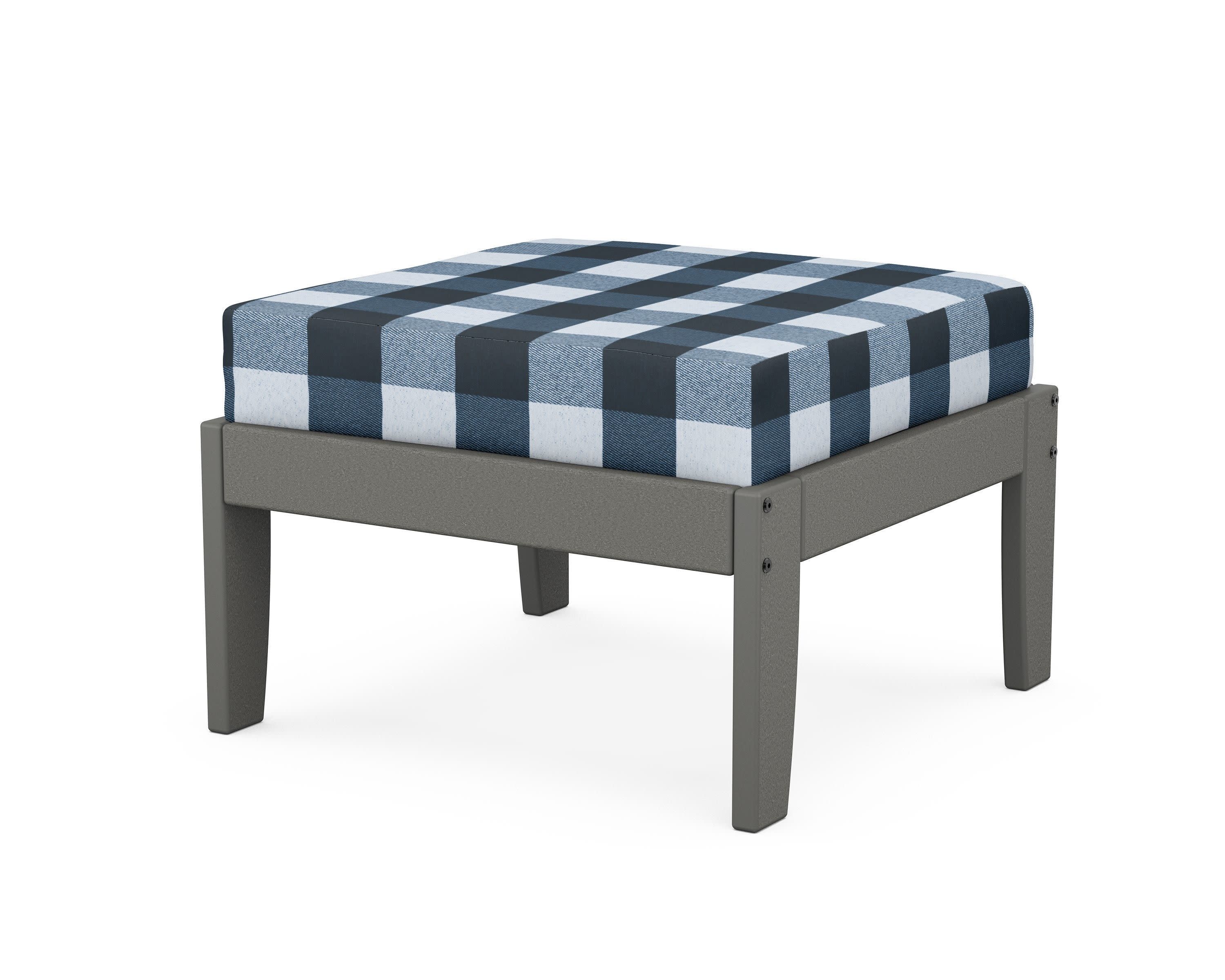 Modular Ottoman - Classic in Slate Grey / Buffalo Plaid Marine Indigo