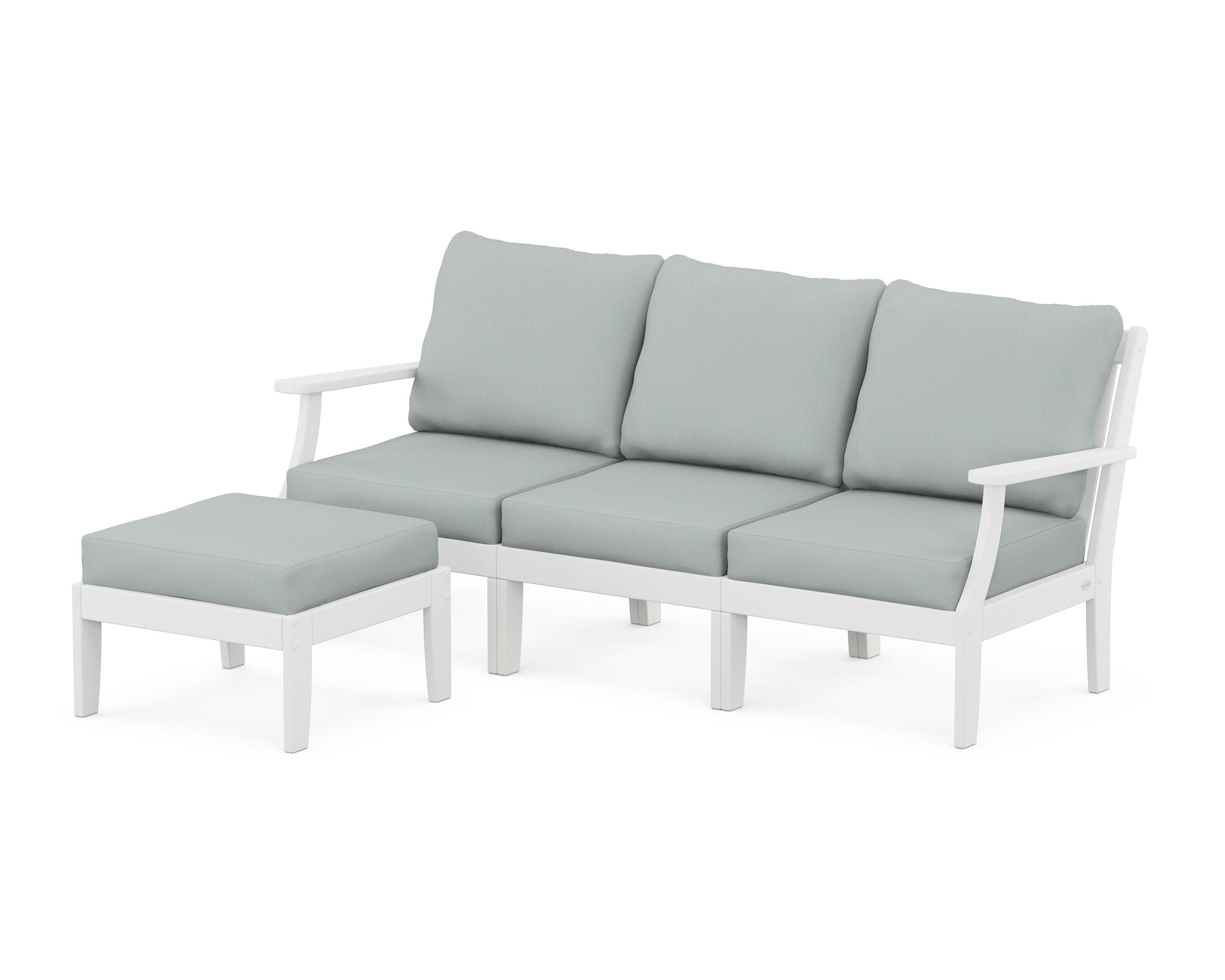Braxton Modular 4-Piece Deep Seating Set with Ottoman in White / Spa