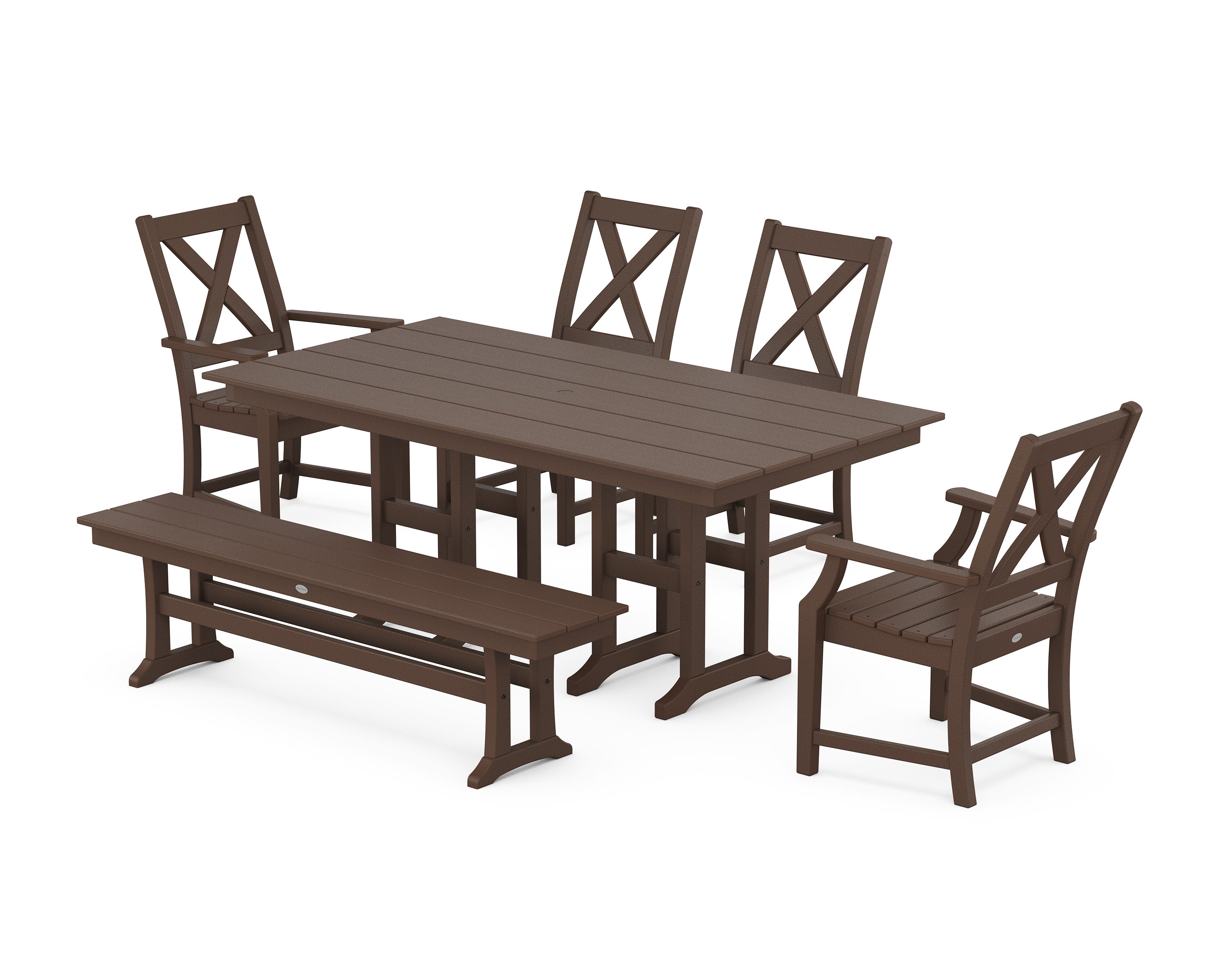 Braxton 6-Piece Farmhouse Dining Set in Mahogany