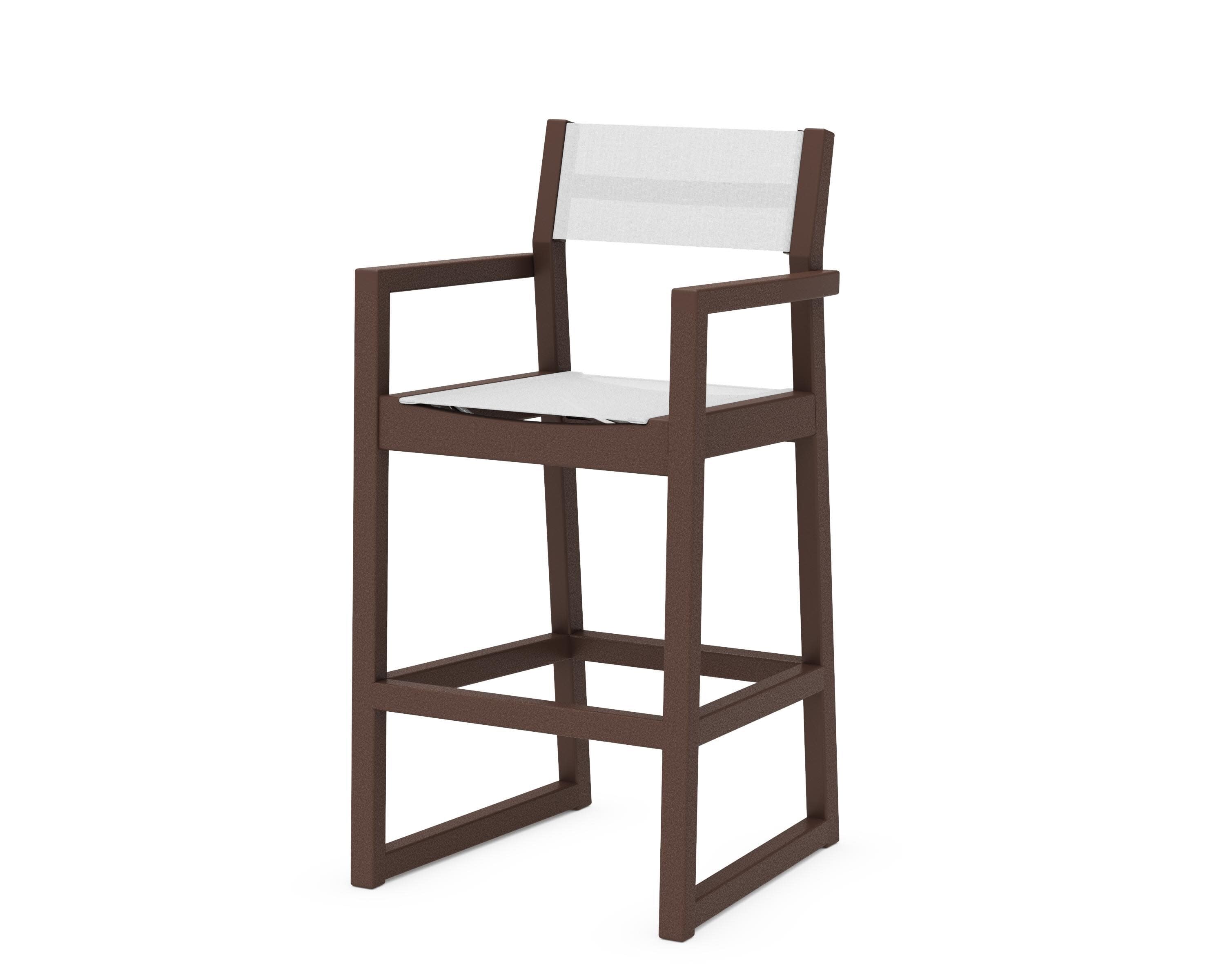 EDGE Sling Bar Arm Chair in Mahogany / White Sling