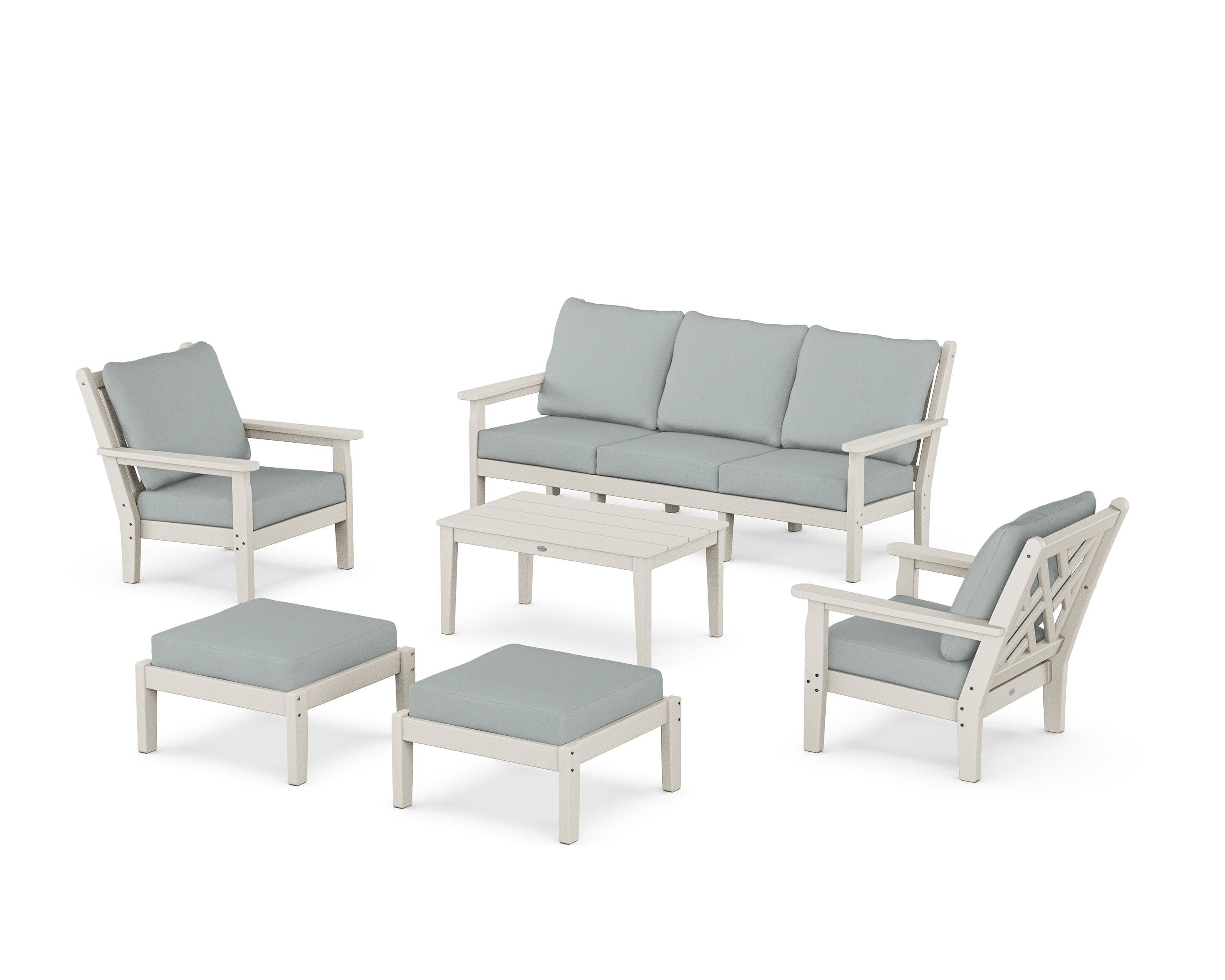 Chippendale 6-Piece Lounge Sofa Set in Sand / Spa