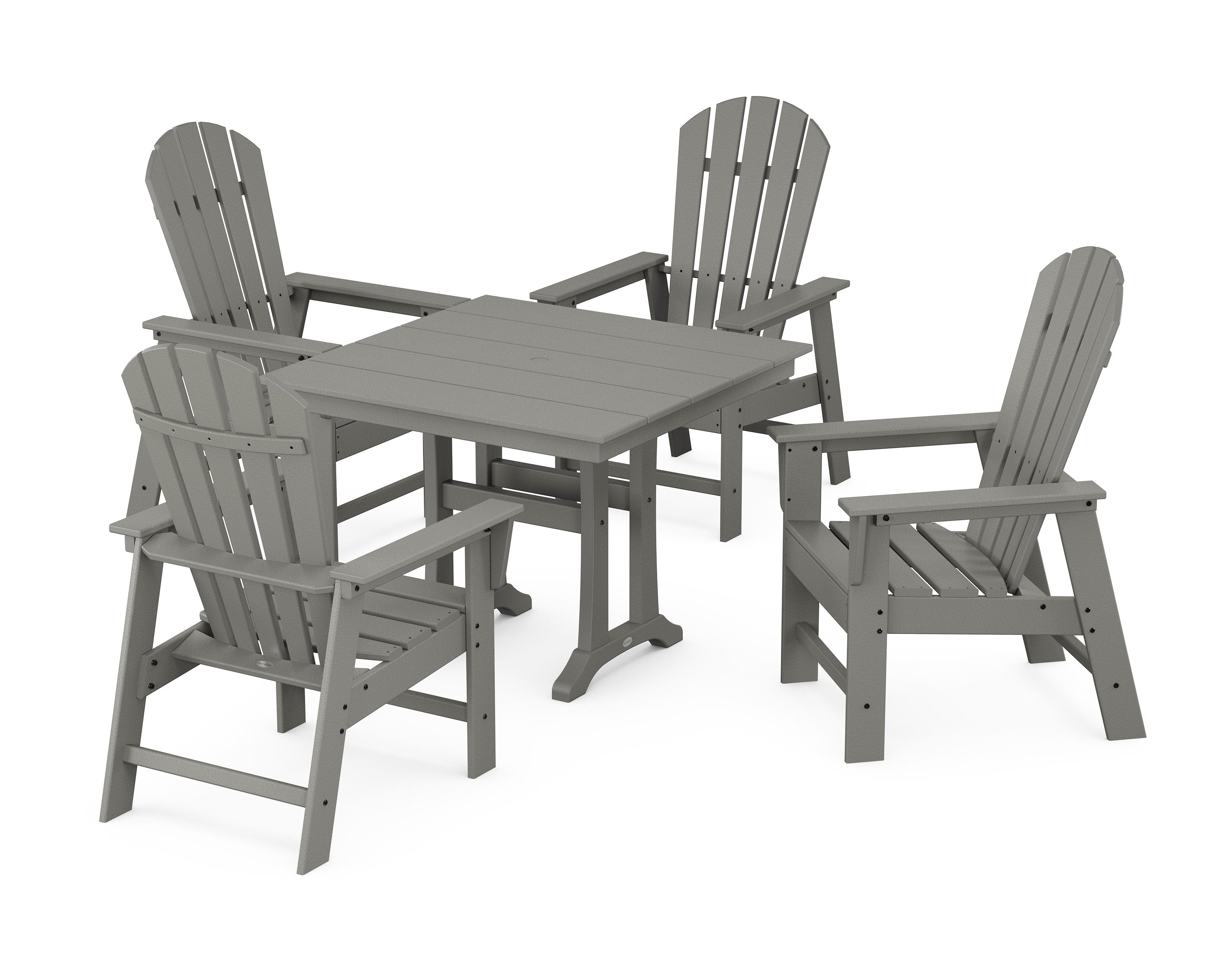 South Beach 5-Piece Farmhouse Dining Set With Trestle Legs in Slate Grey