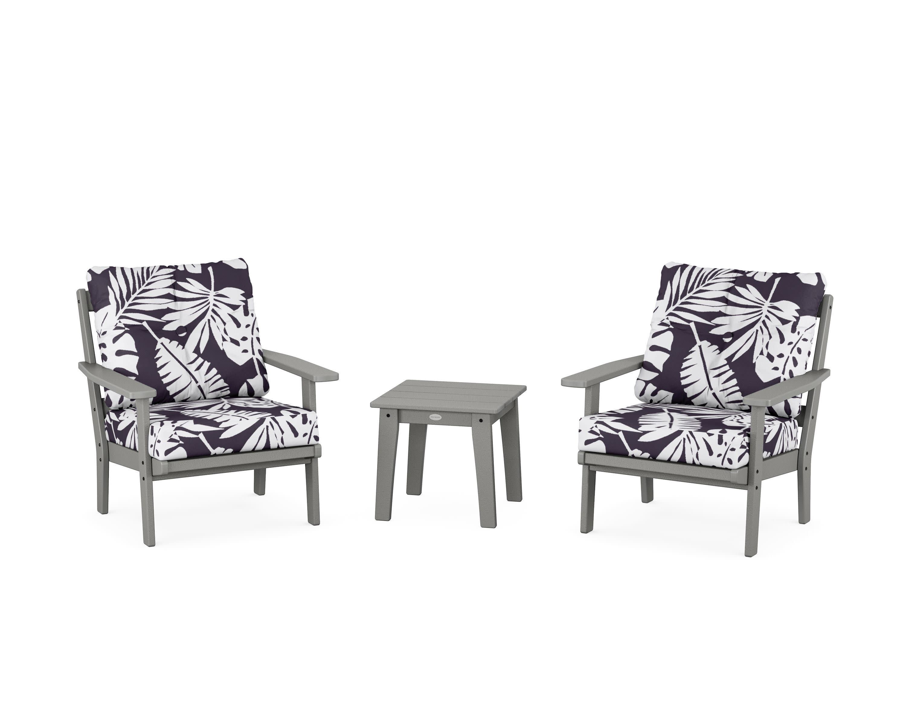 Oxford 3-Piece Deep Seating Set in Slate Grey / Leaf Navy