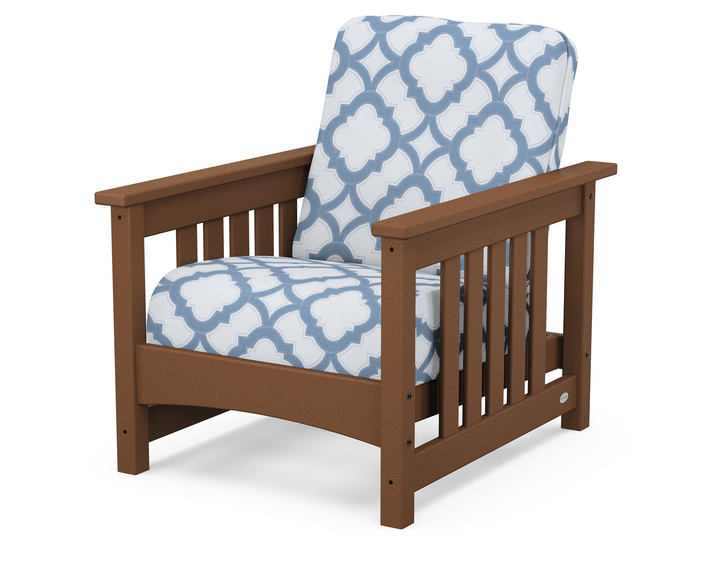 Club Mission Chair in Teak / Trellis Sky Blue