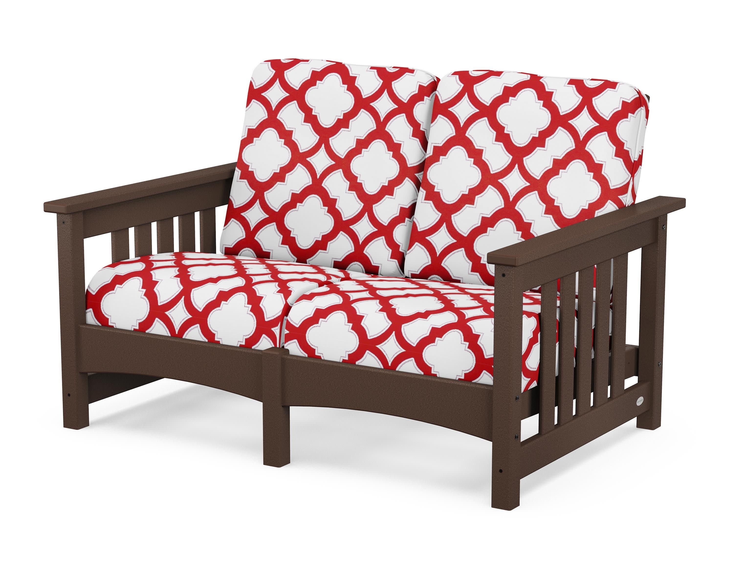 Club Mission Loveseat in Mahogany / Trellis Crimson