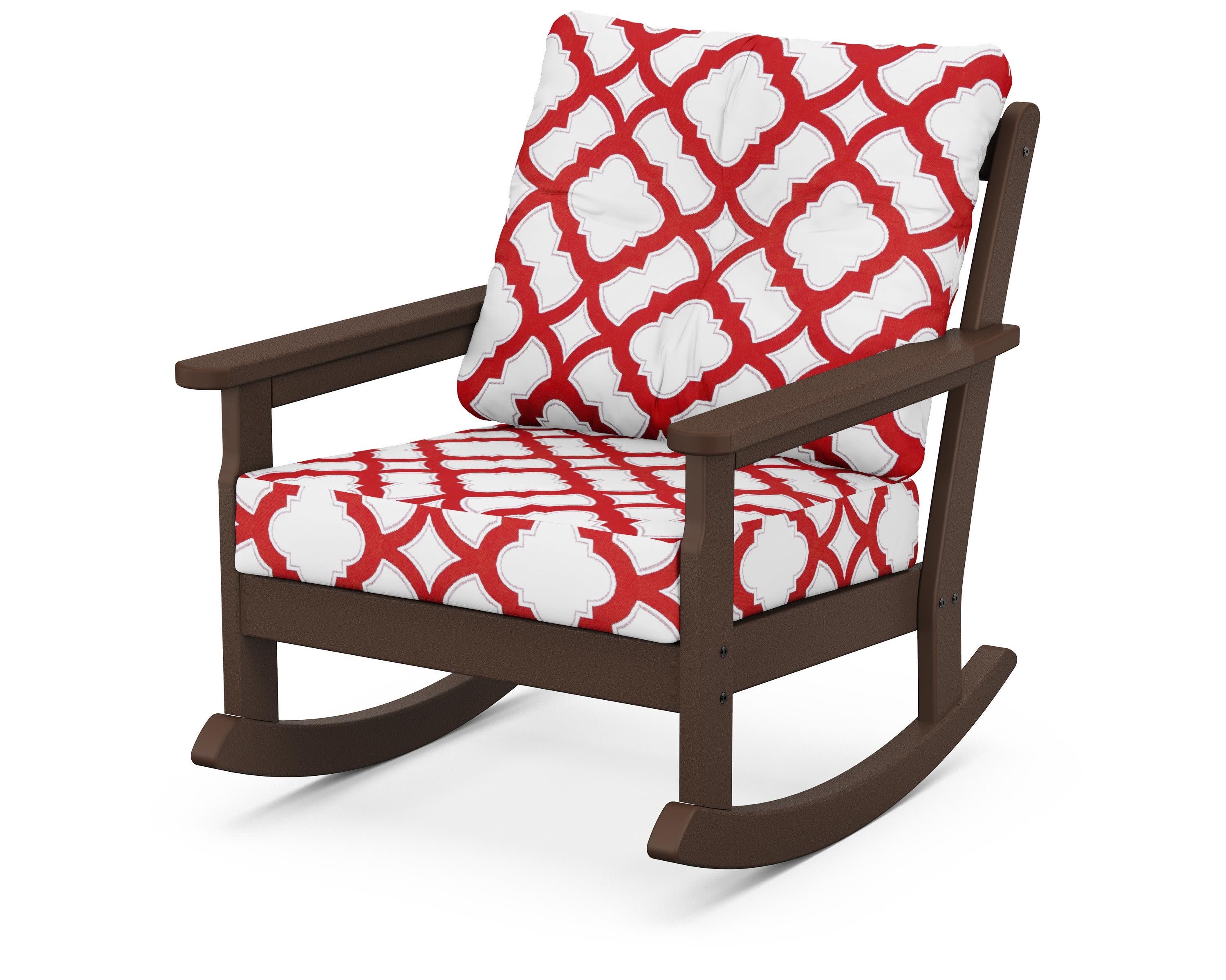 Vineyard Deep Seating Rocking Chair in Mahogany / Trellis Crimson