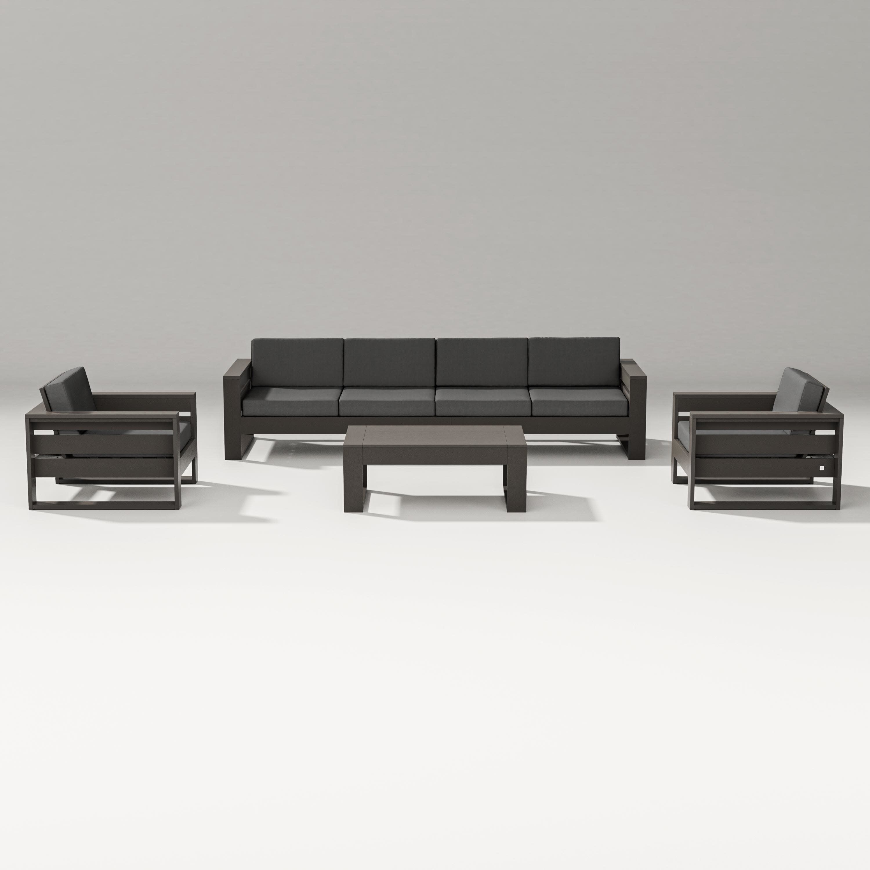 Latitude 5-Piece Lounge Sofa Set in Vintage Coffee / Spectrum Carbon
