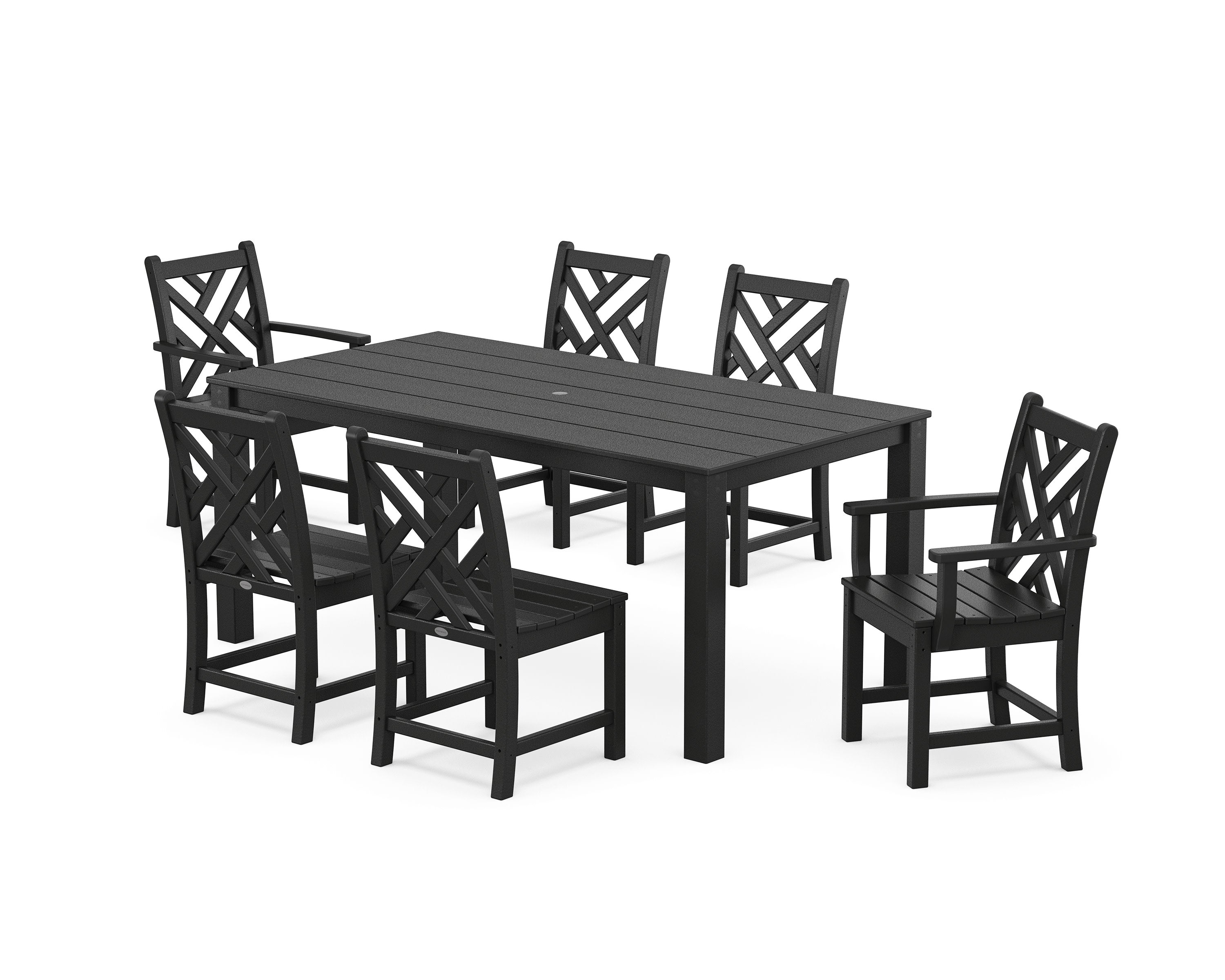 Chippendale 7-Piece Parsons Dining Set in Black