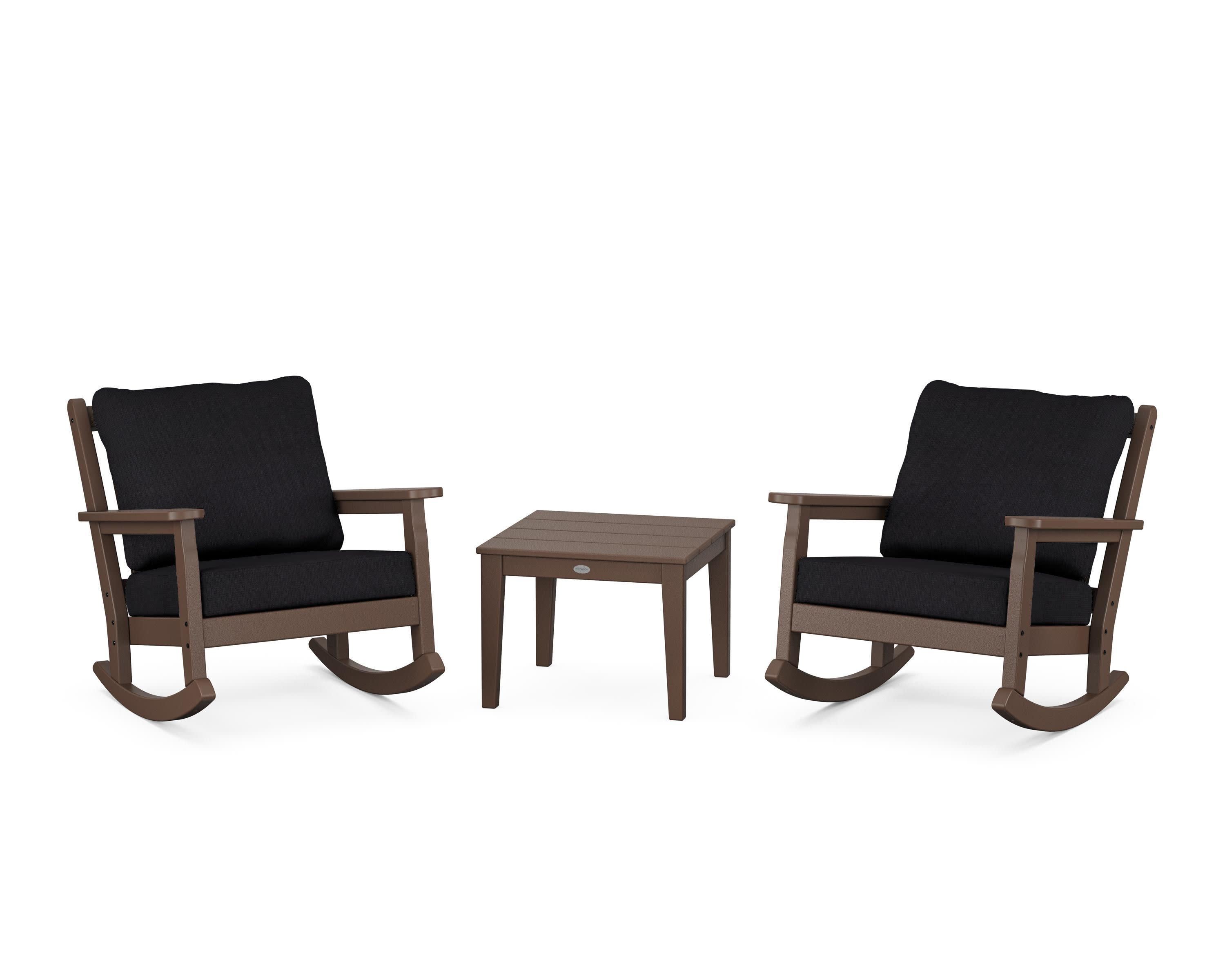 Chippendale 3-Piece Deep Seating Rocker Set in Mahogany / Midnight Linen