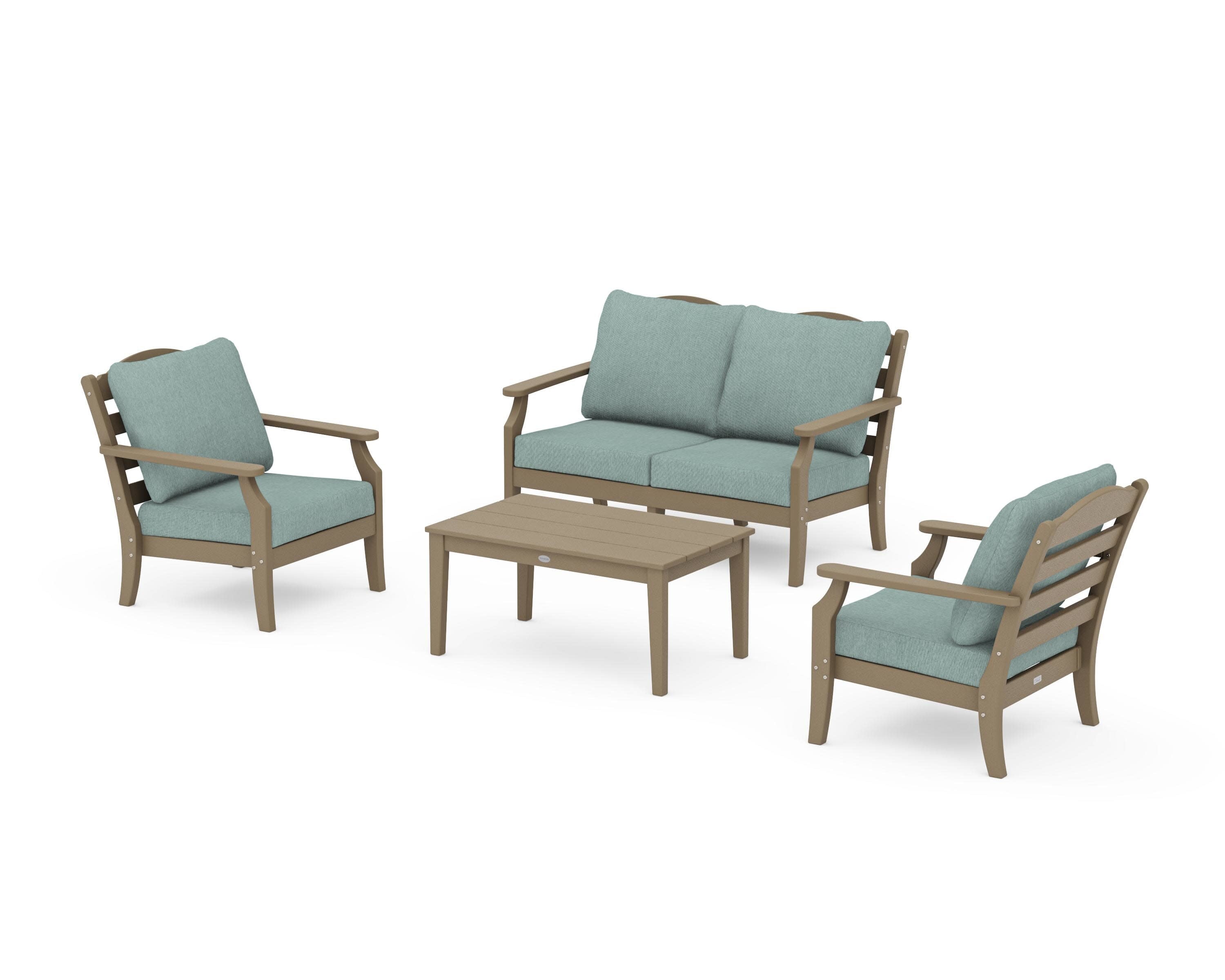 Savannah 4-Piece Deep Seating Set with Loveseat in Vintage Sahara / Glacier Spa