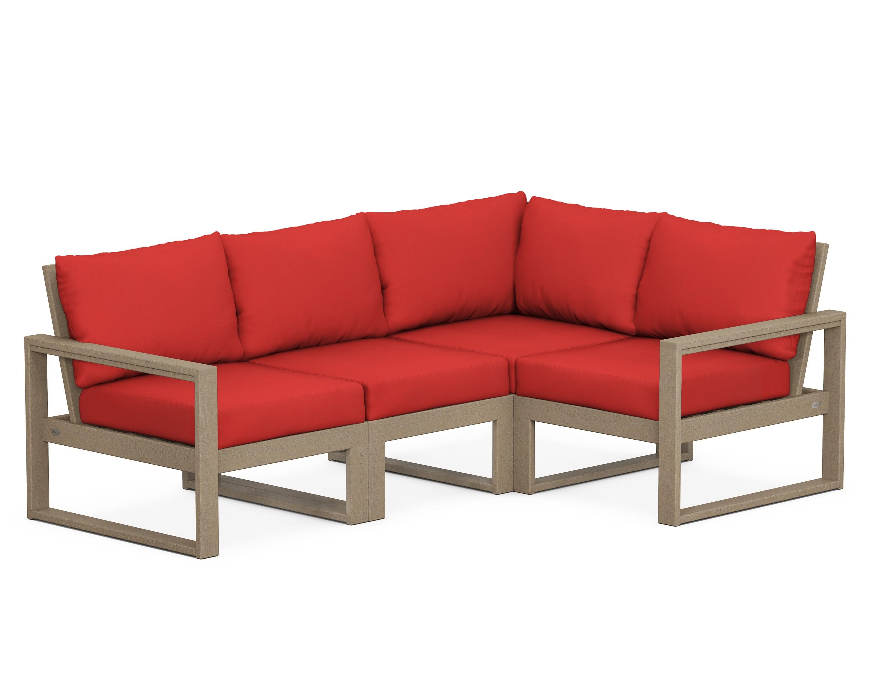 EDGE 4-Piece Modular Deep Seating Set in Vintage Sahara / Crimson Linen