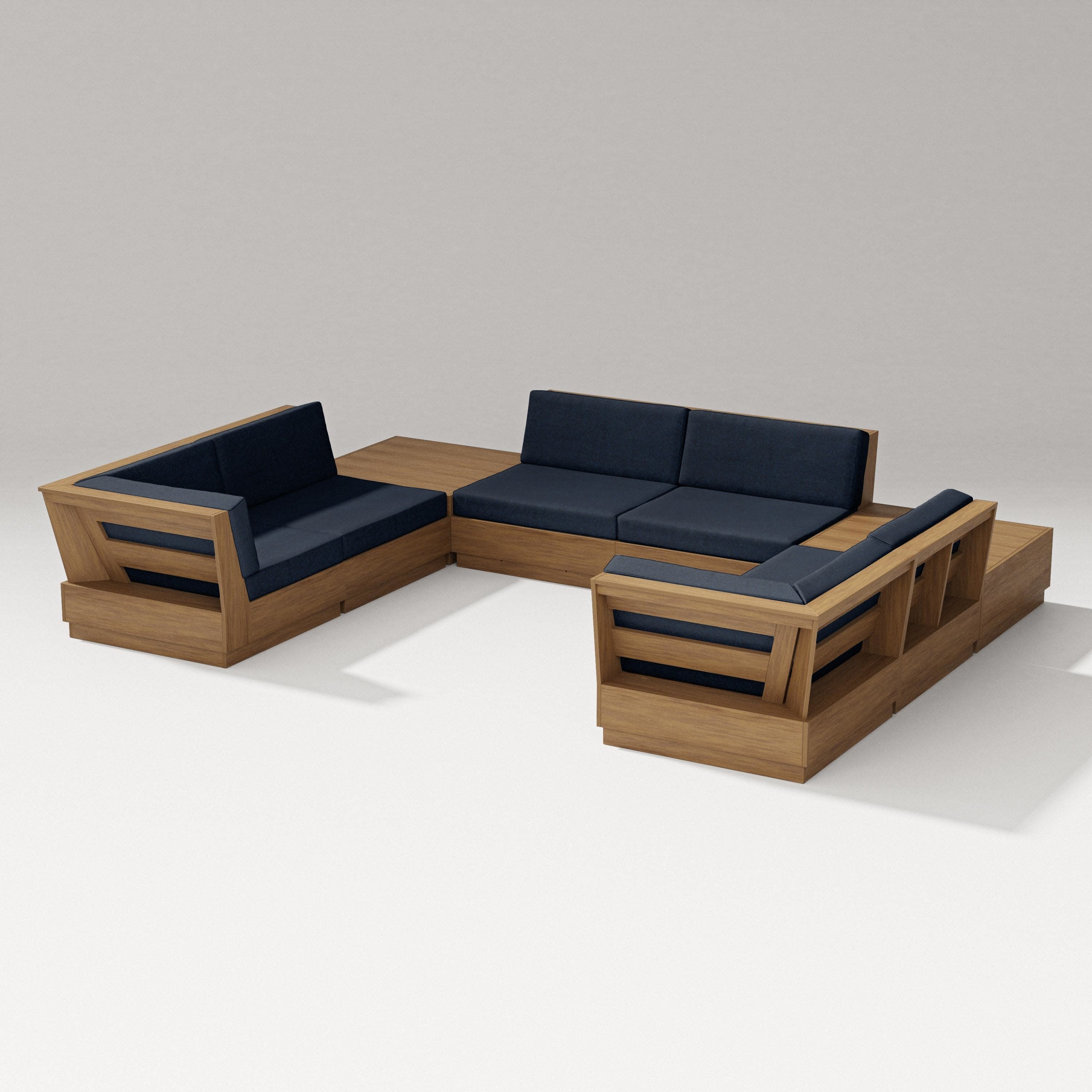 Elevate 8-Piece U-Shaped Sectional in Natural / Marine Indigo