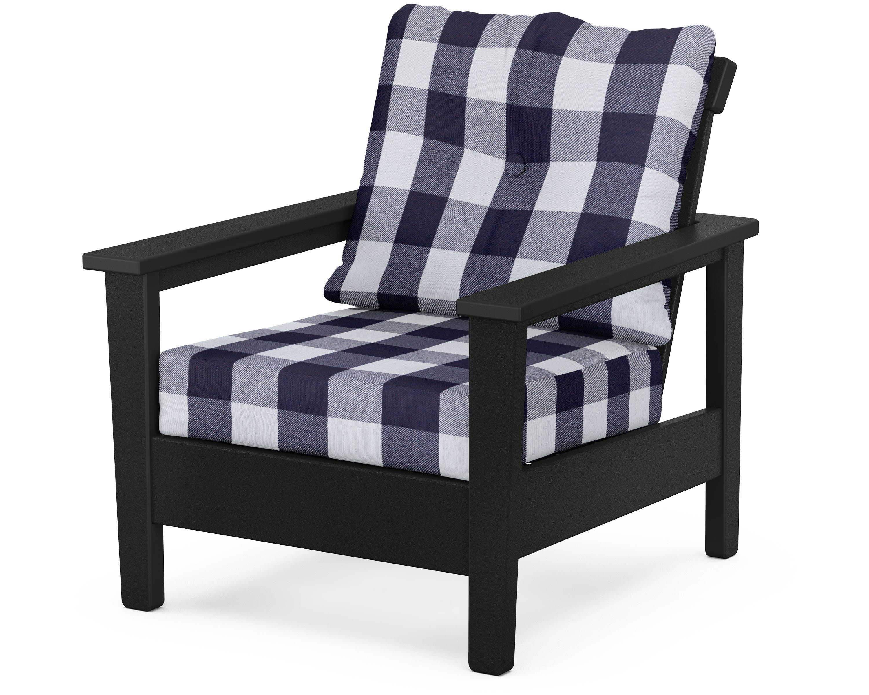 Prescott Deep Seating Chair in Black / Buffalo Plaid Navy