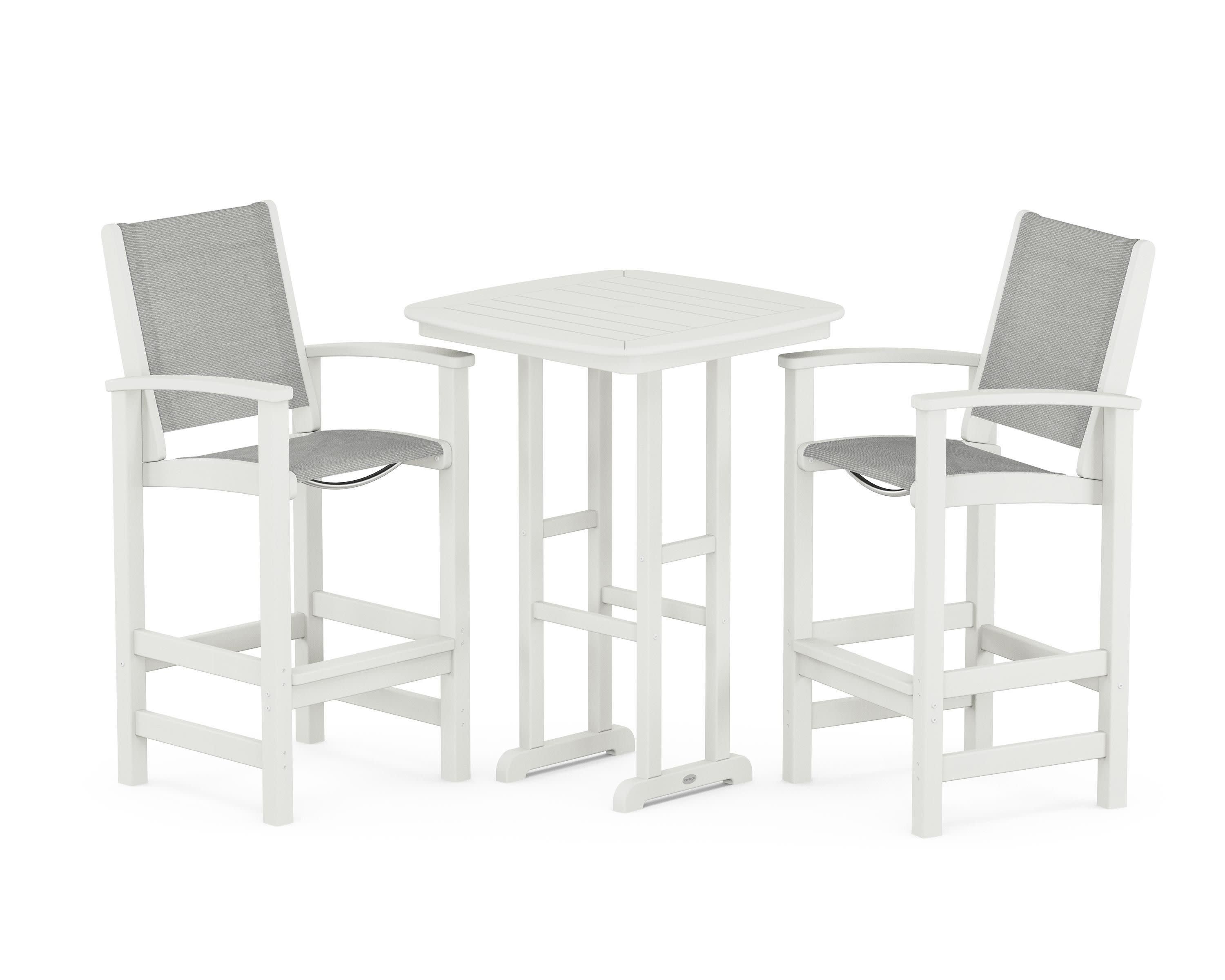Coastal 3-Piece Bar Set in Vintage White / Metallic Sling