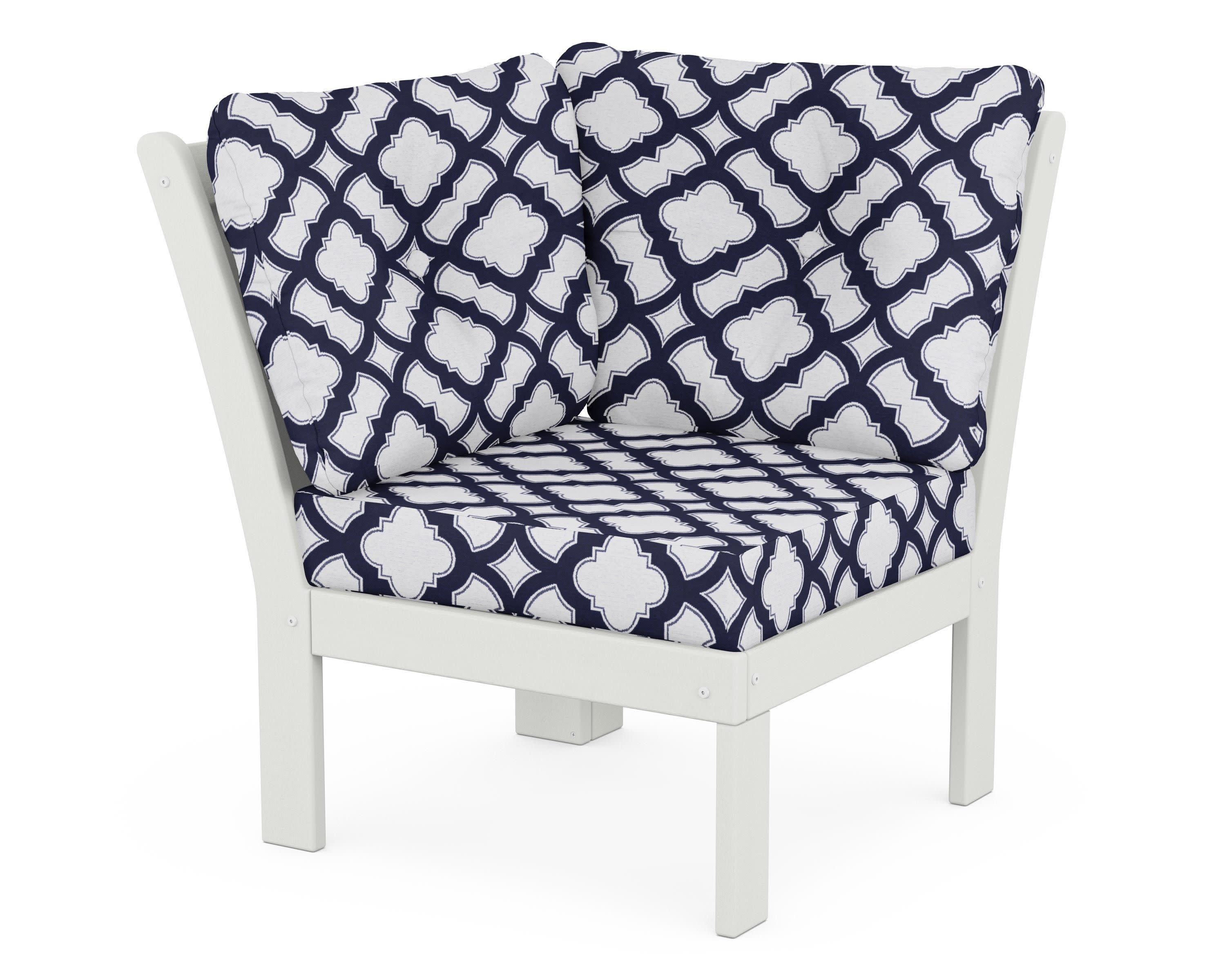 Vineyard Modular Corner Chair in Vintage White / Trellis Navy
