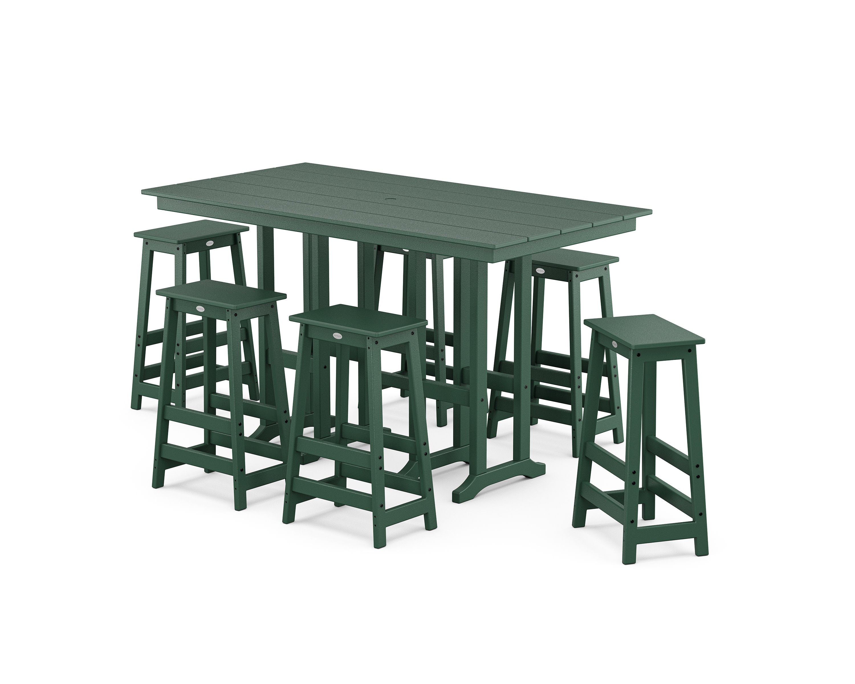Modern Studio Bar Stool 7-Piece Set in Green