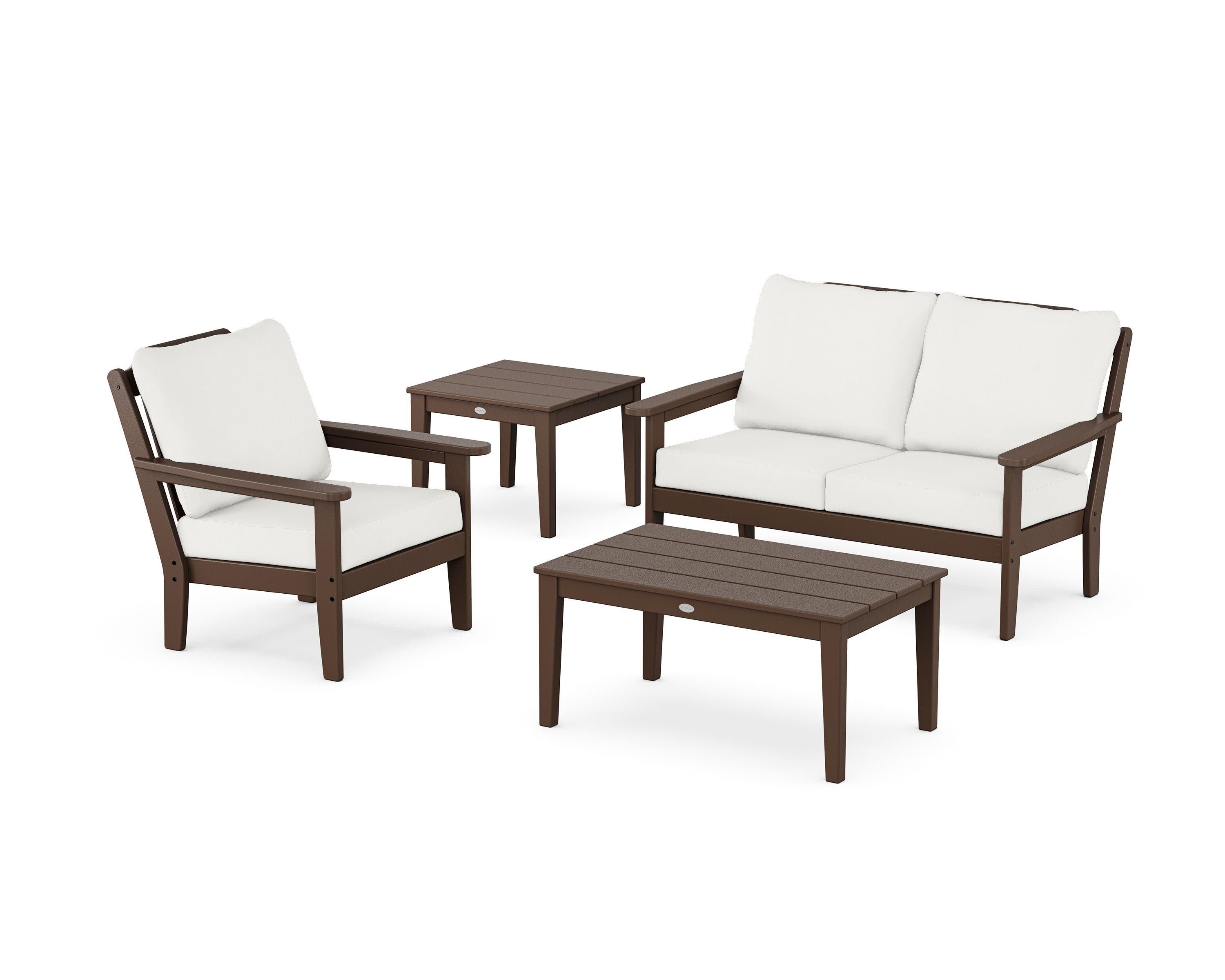 Wovendale 4-Piece Deep Seating Set in Mahogany / Natural Linen