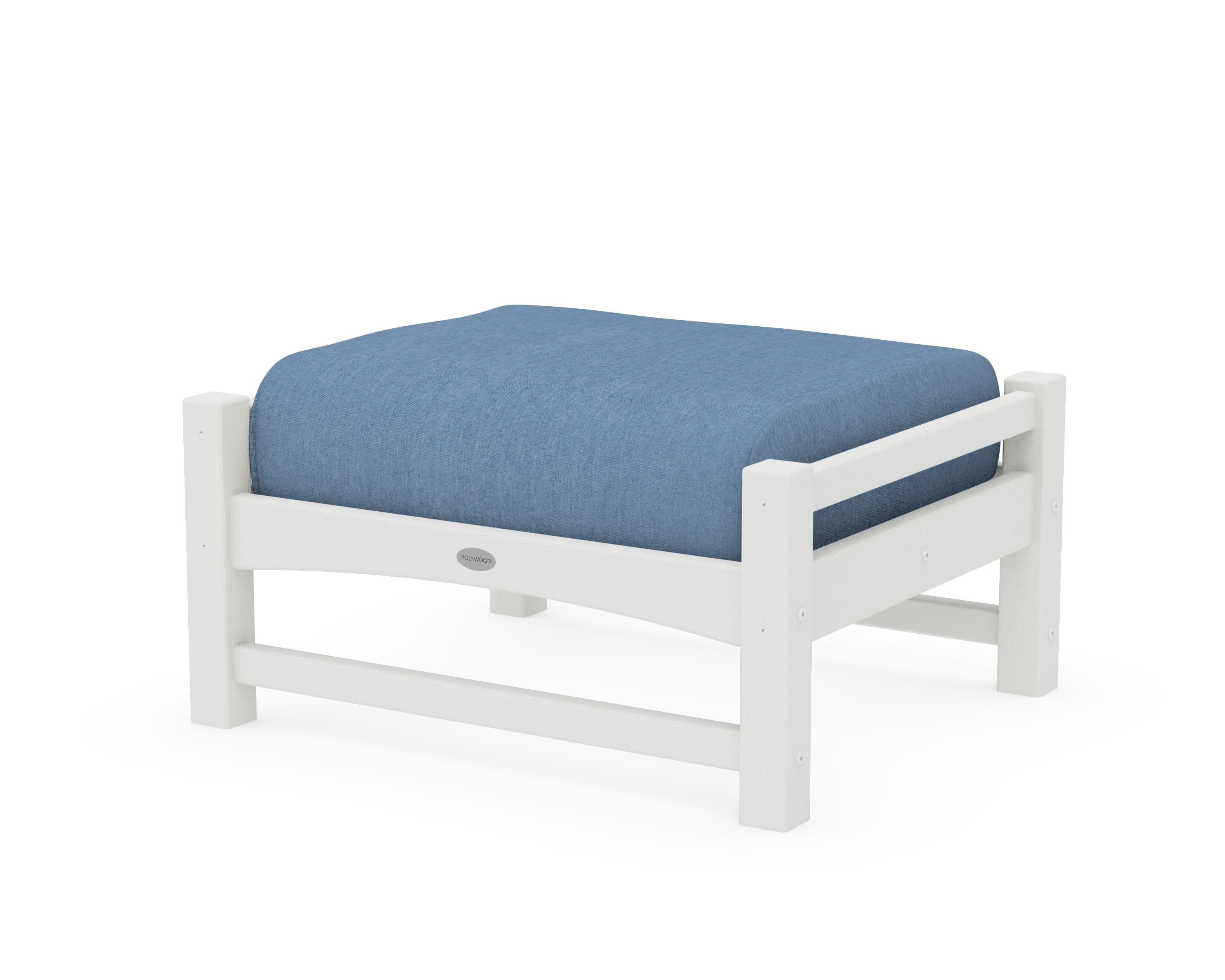 Club Ottoman in Vintage White / Sky Blue
