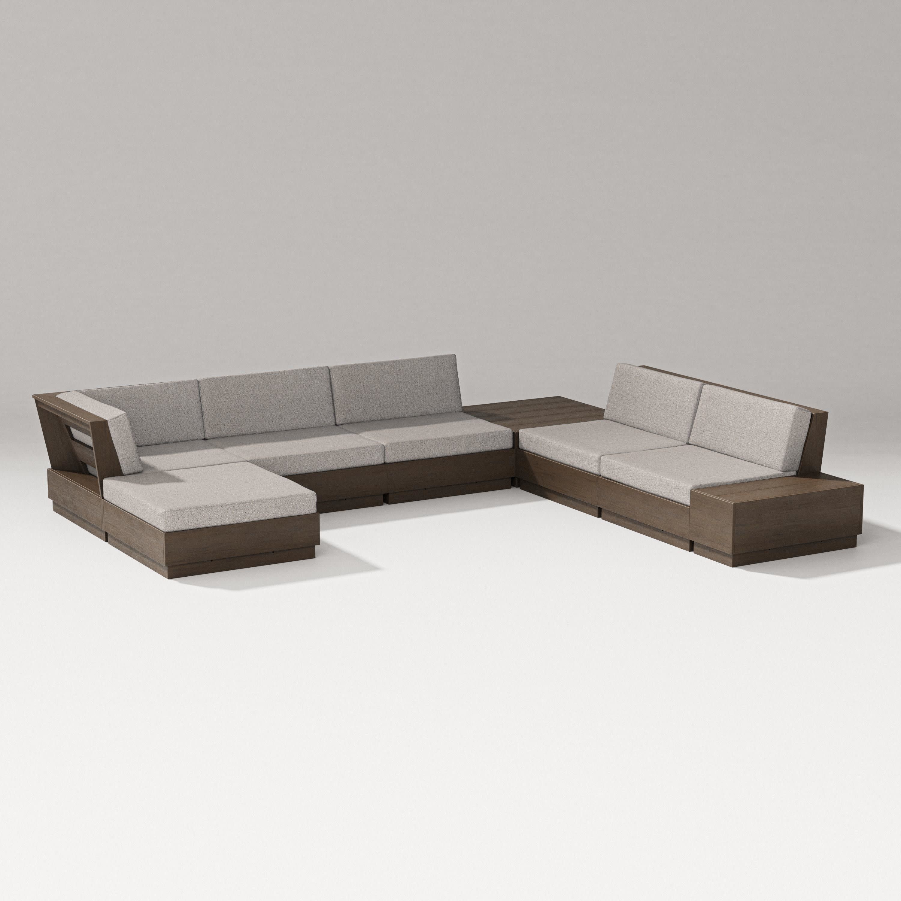 Elevate 8-Piece Corner Sectional in Kona / Weathered Tweed