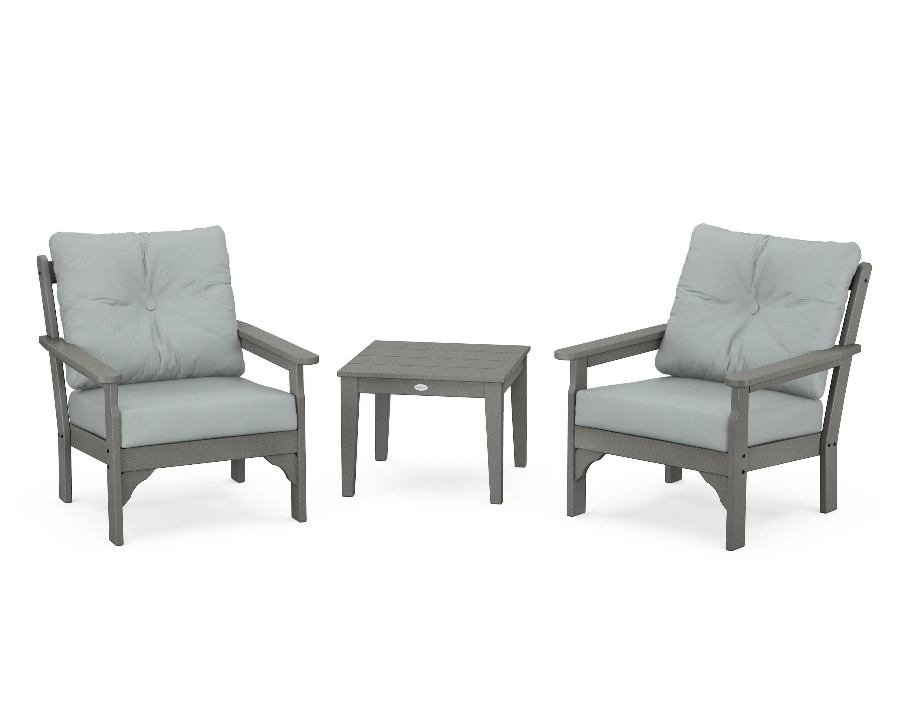 Vineyard 3-Piece Deep Seating Set in Slate Grey / Spa