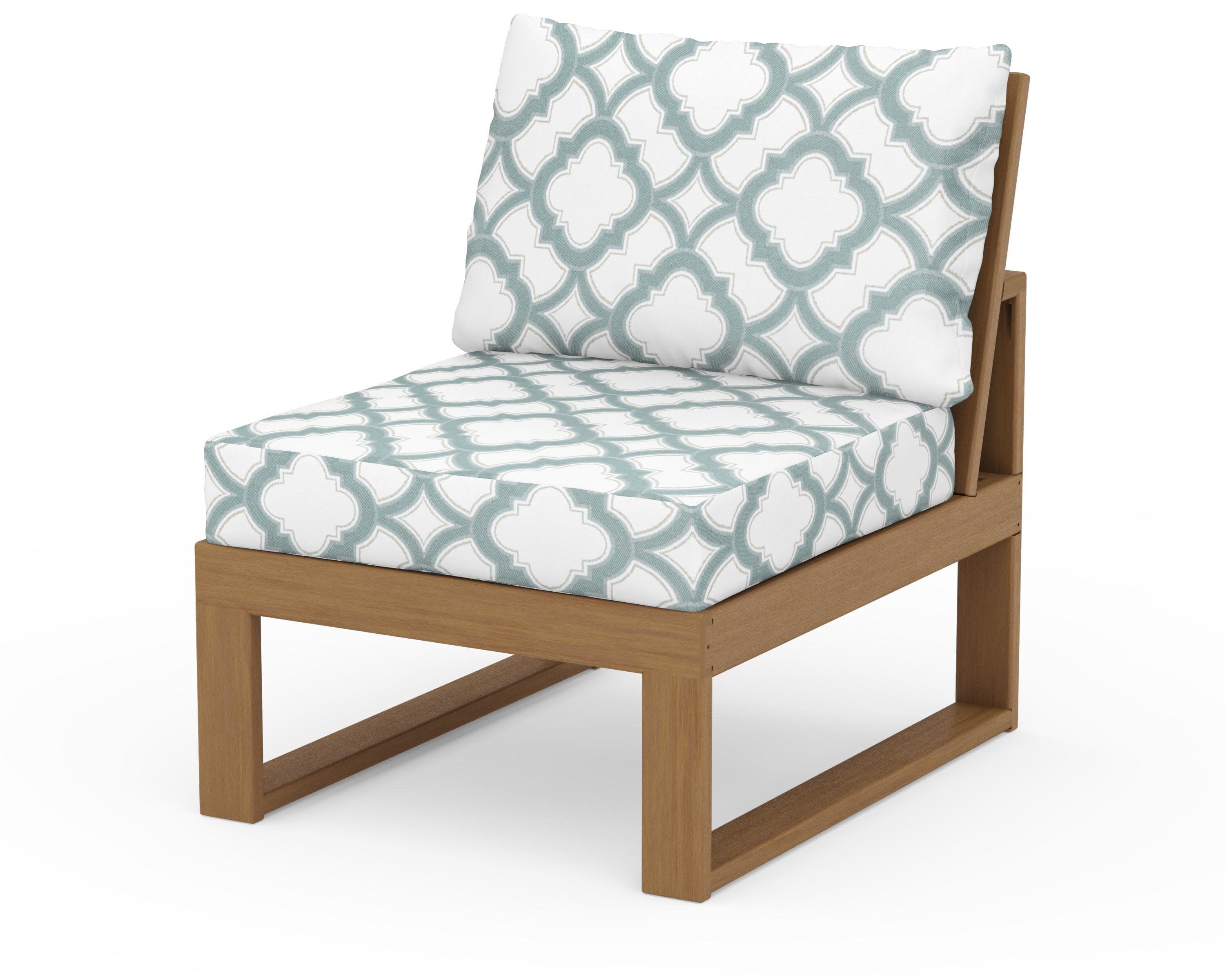 Modular Armless Chair in Natural / Trellis Glacier Spa