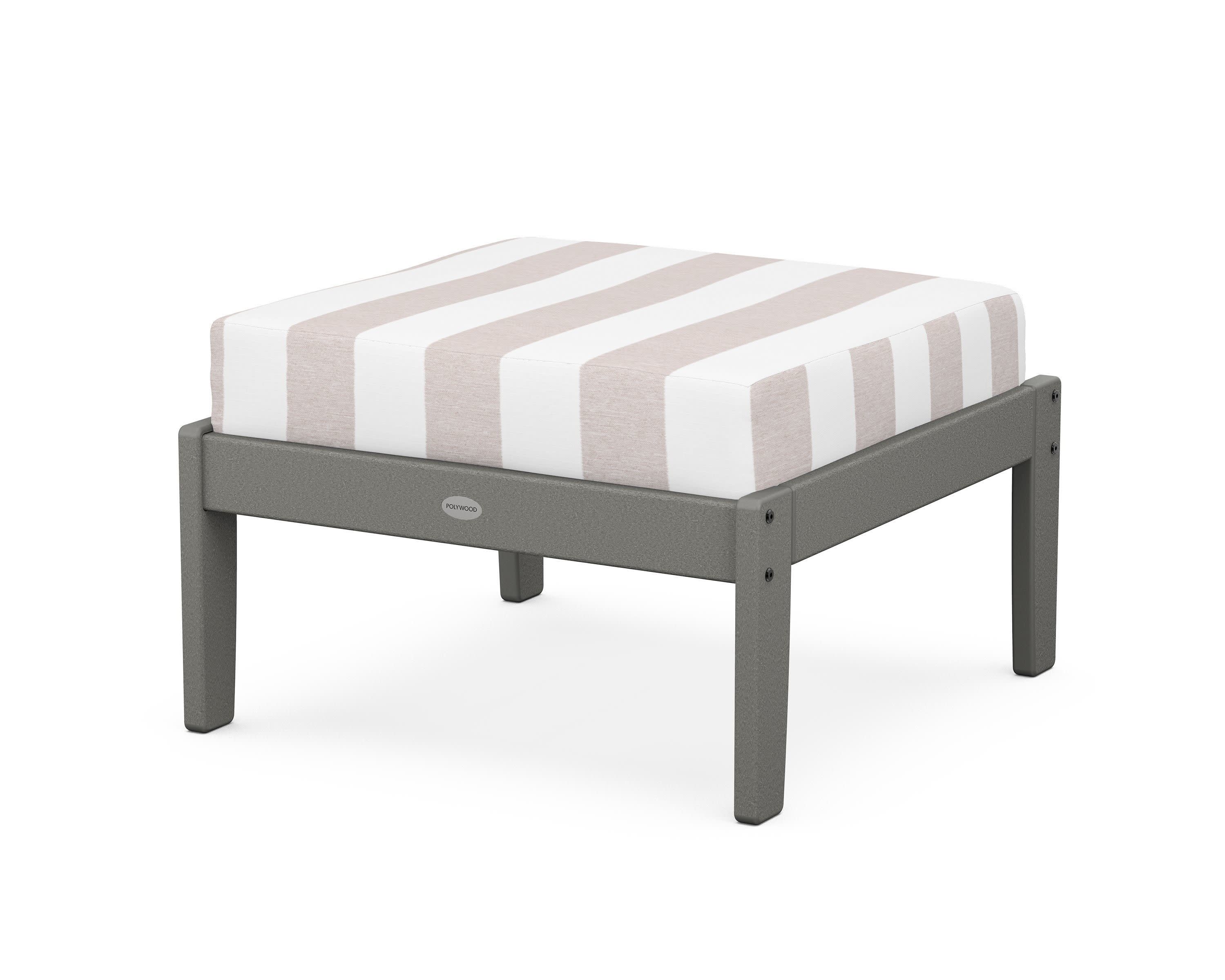 Braxton Deep Seating Ottoman in Slate Grey / Cabana Stripe Dune Burlap