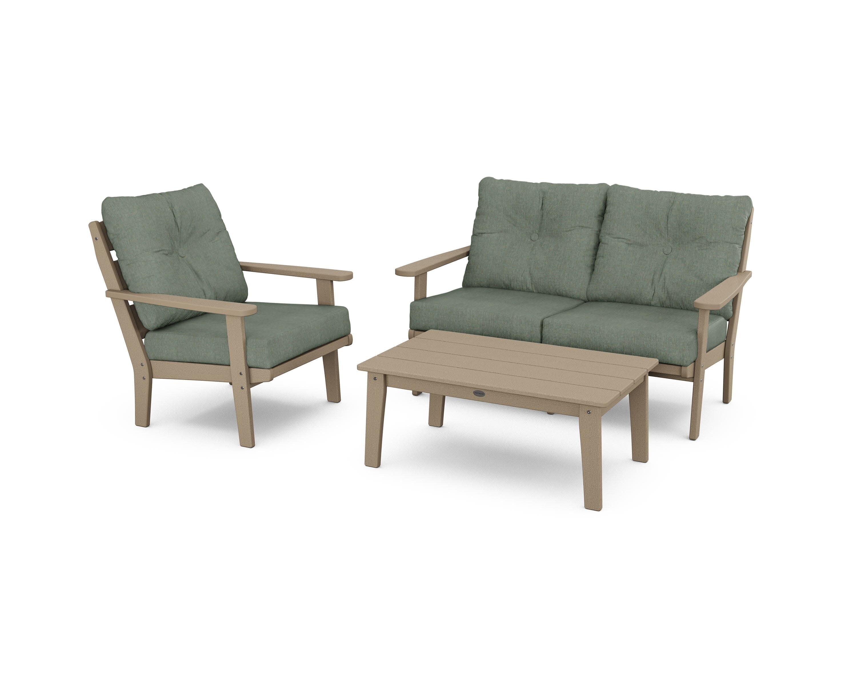 Lakeside 3-Piece Deep Seating Set in Vintage Sahara / Cast Sage
