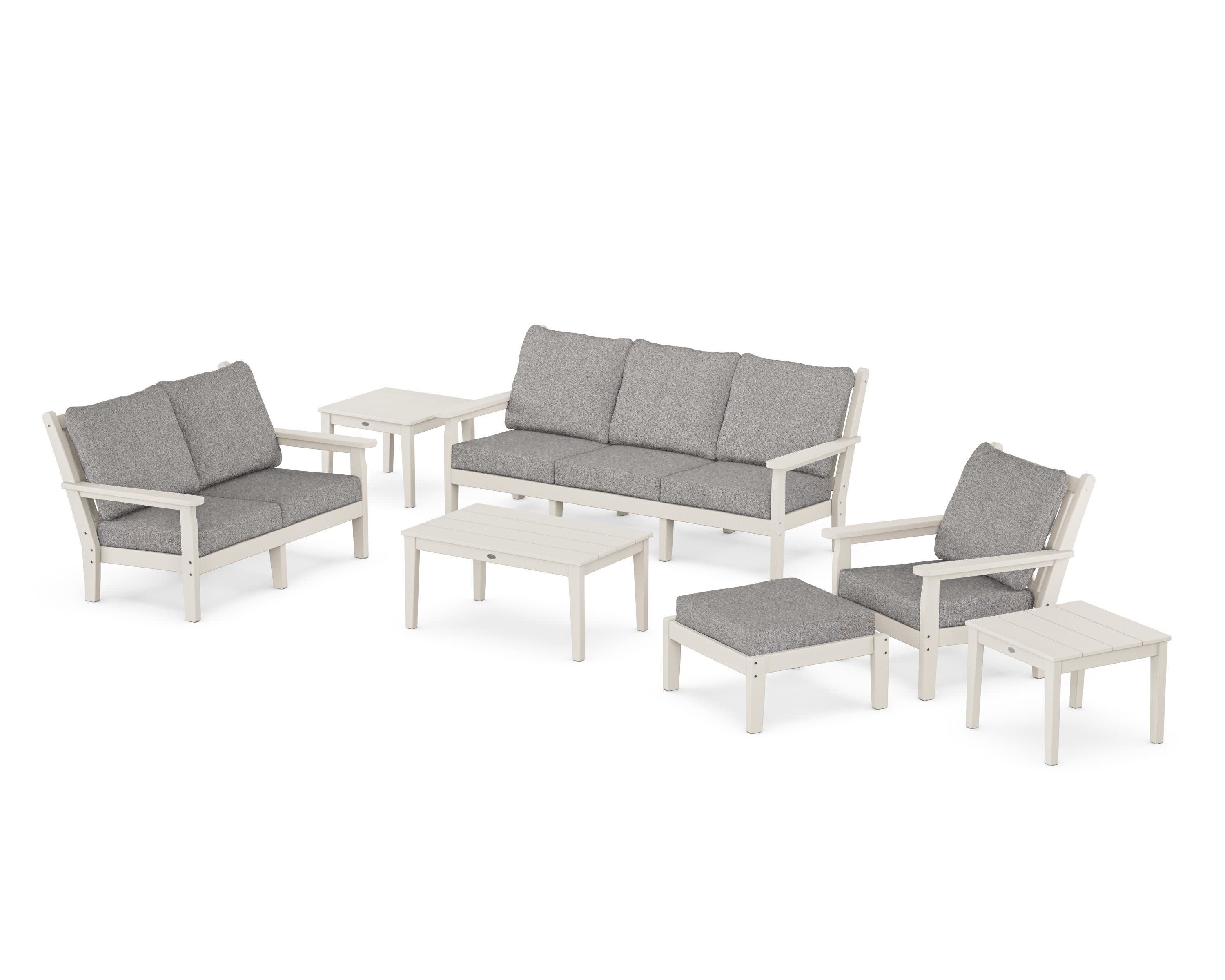 Chippendale 7-Piece Deep Seating Set in Sand / Grey Mist