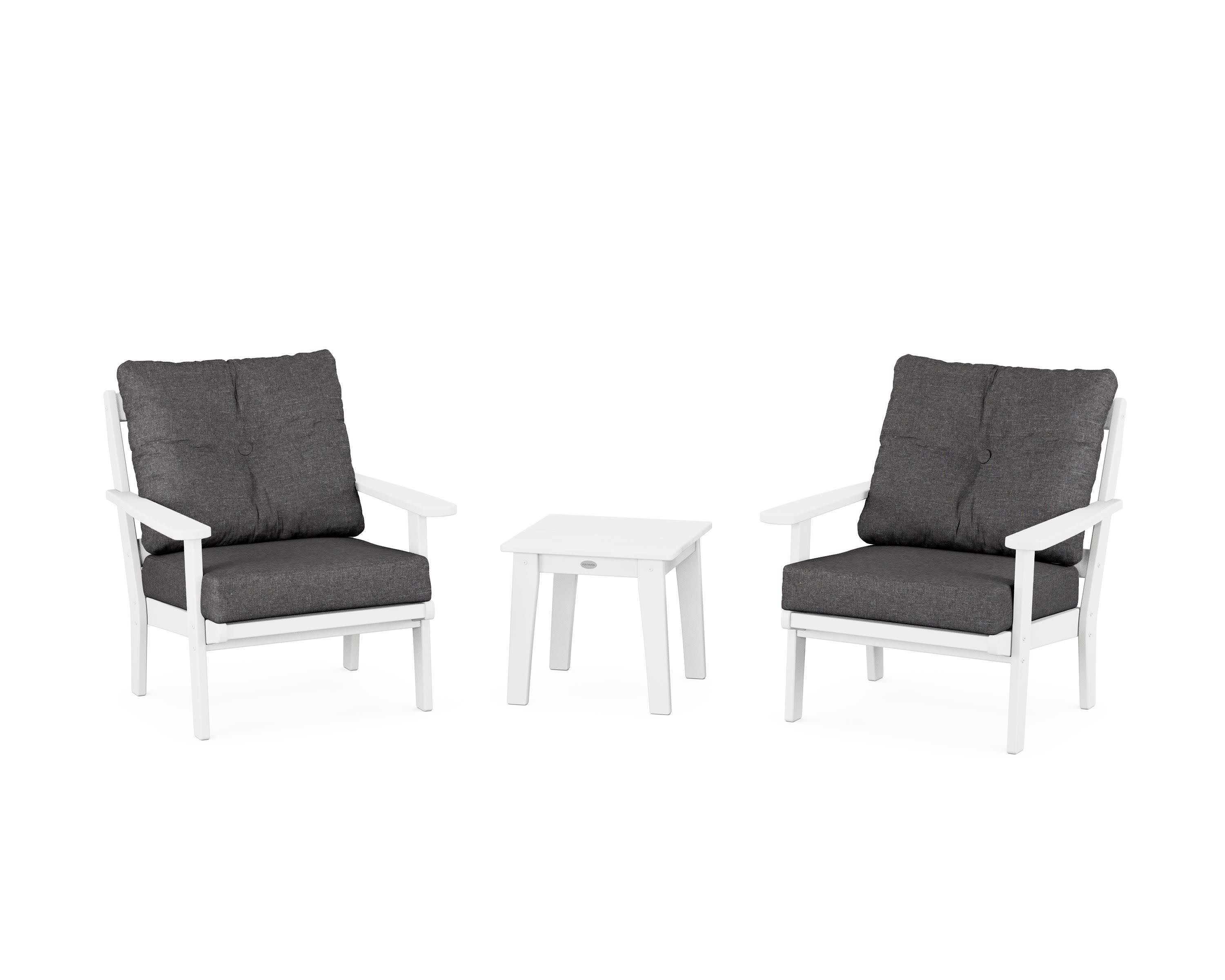 Mission 3-Piece Deep Seating Set in White / Ash Charcoal