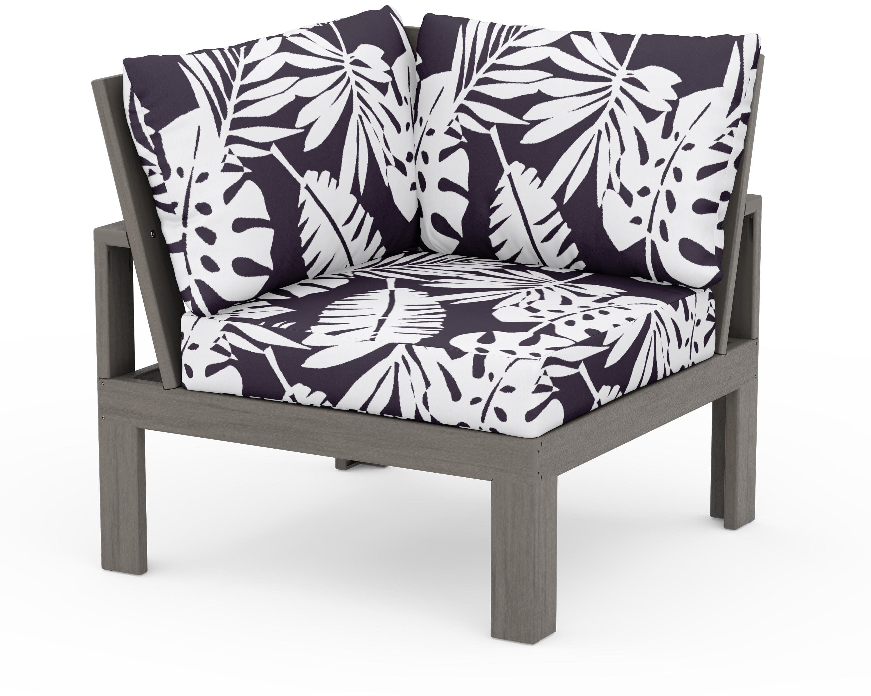 Modular Corner Chair in Driftwood / Leaf Navy