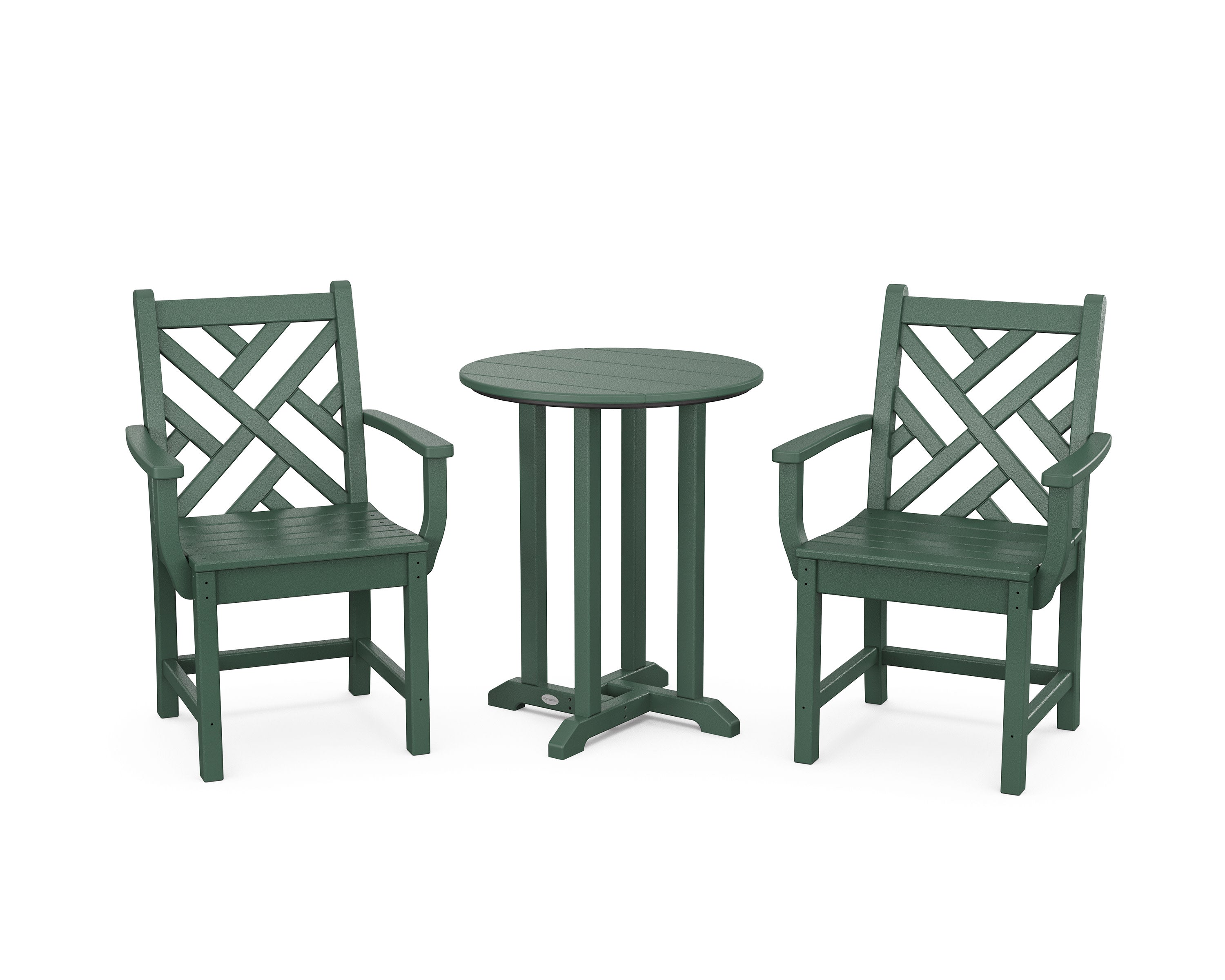Chippendale 3-Piece Round Bistro Dining Set in Green