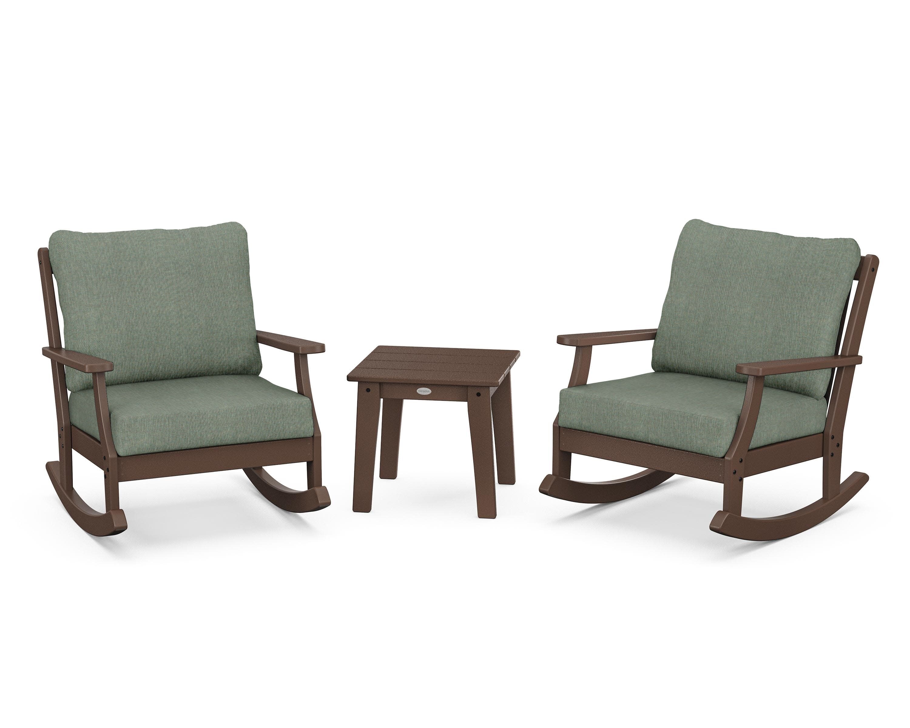 Braxton 3-Piece Deep Seating Rocker Set in Mahogany / Cast Sage
