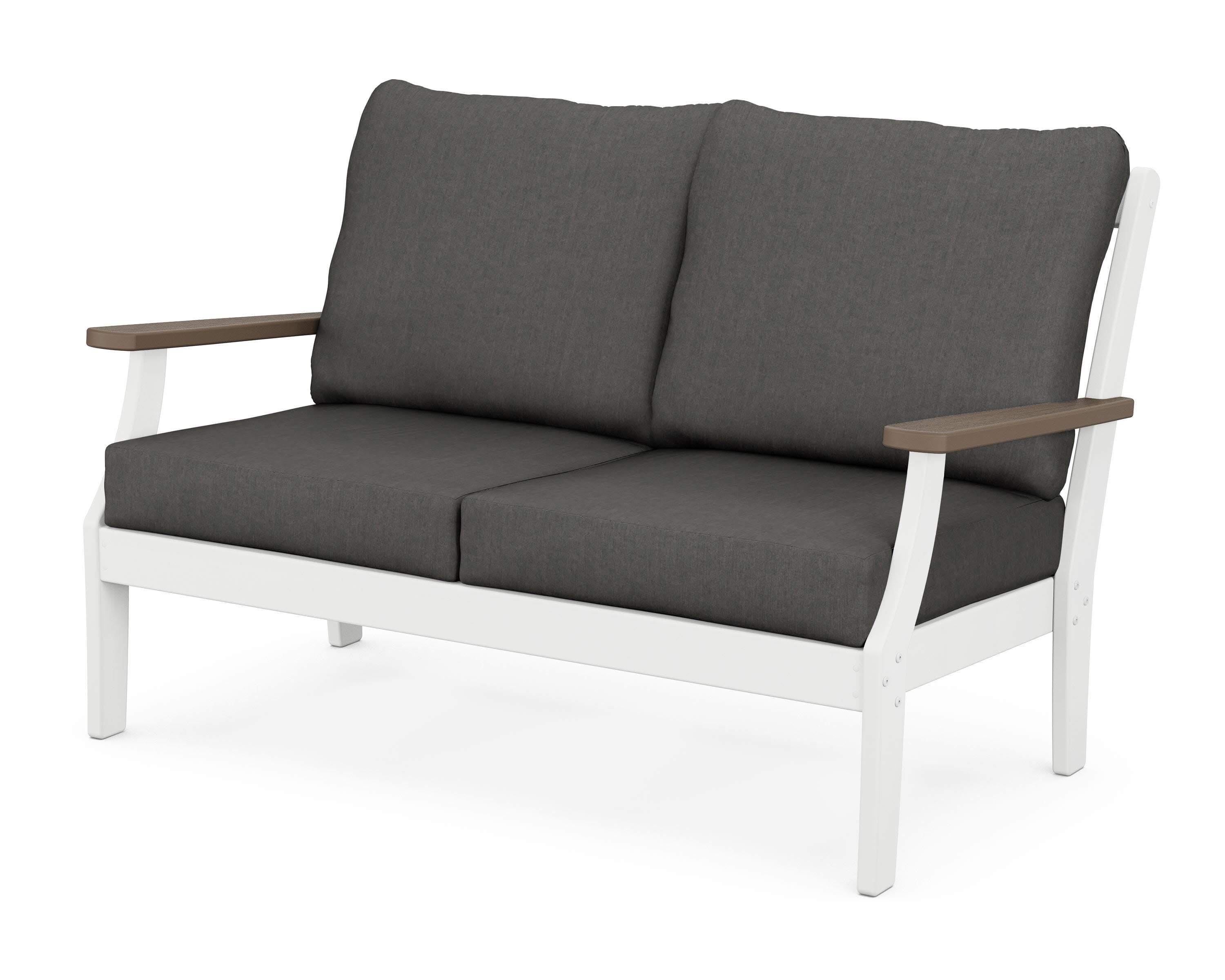 Braxton Deep Seating Loveseat in White / Kona / Spectrum Carbon